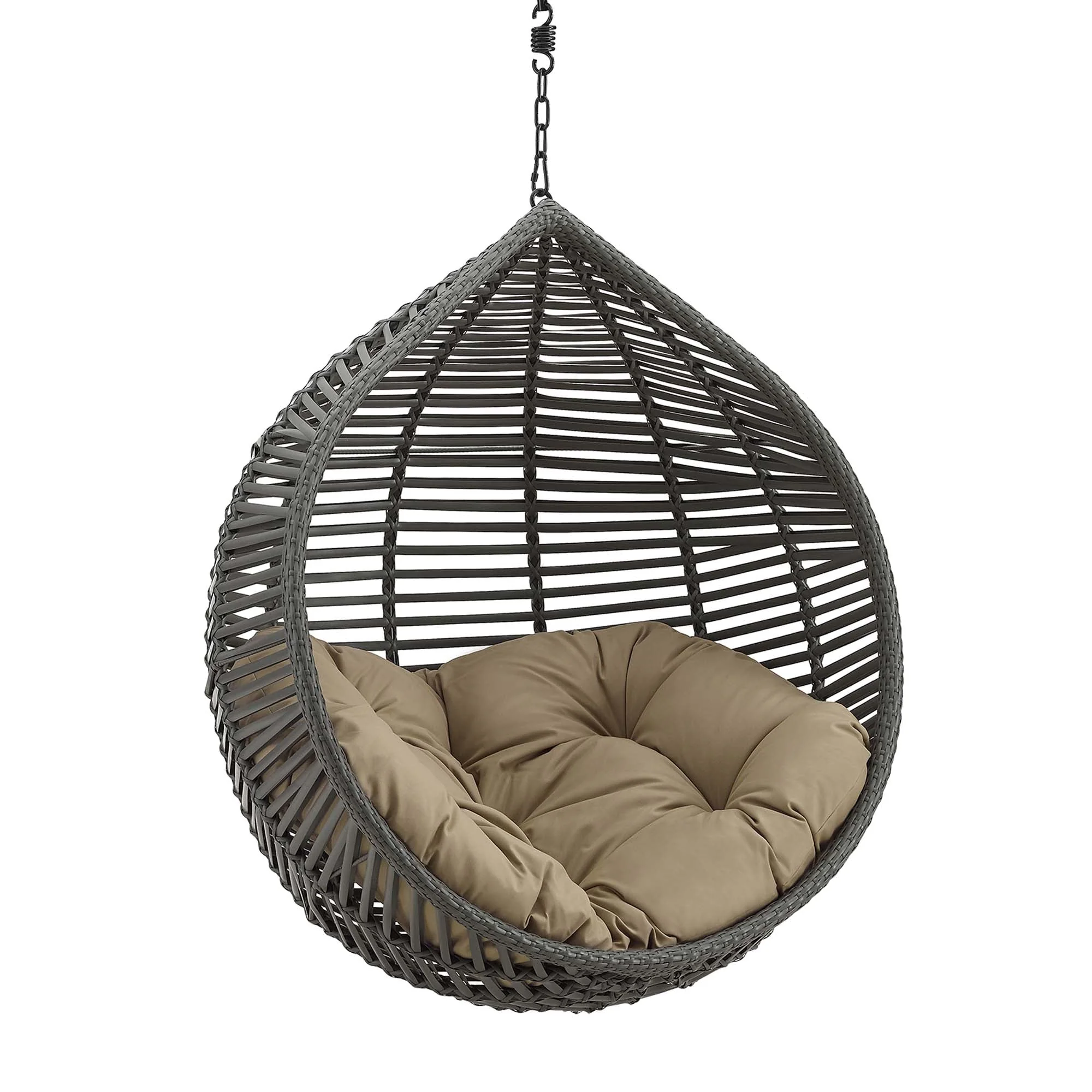 Outdoor Teardrop Rattan Hanging Swing Chair for Patio, Yard, Porch and Garden Seating - Image 6