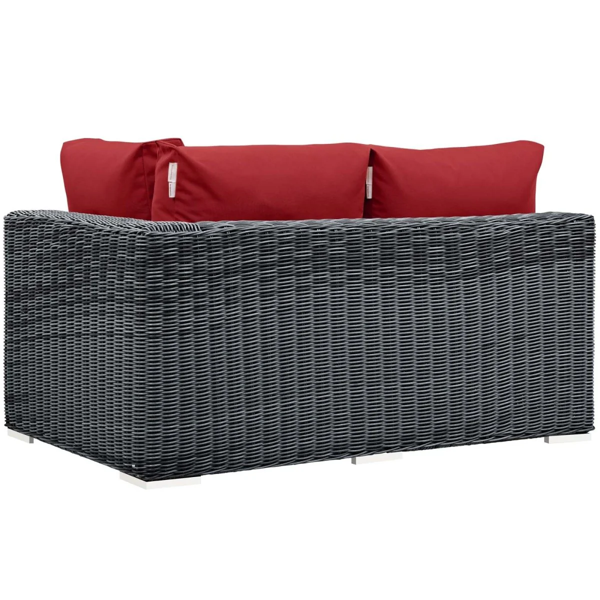 Outdoor Two-Tone Wicker Right Arm Loveseat with Canvas Seat Cushions and Durable Frame - Image 2