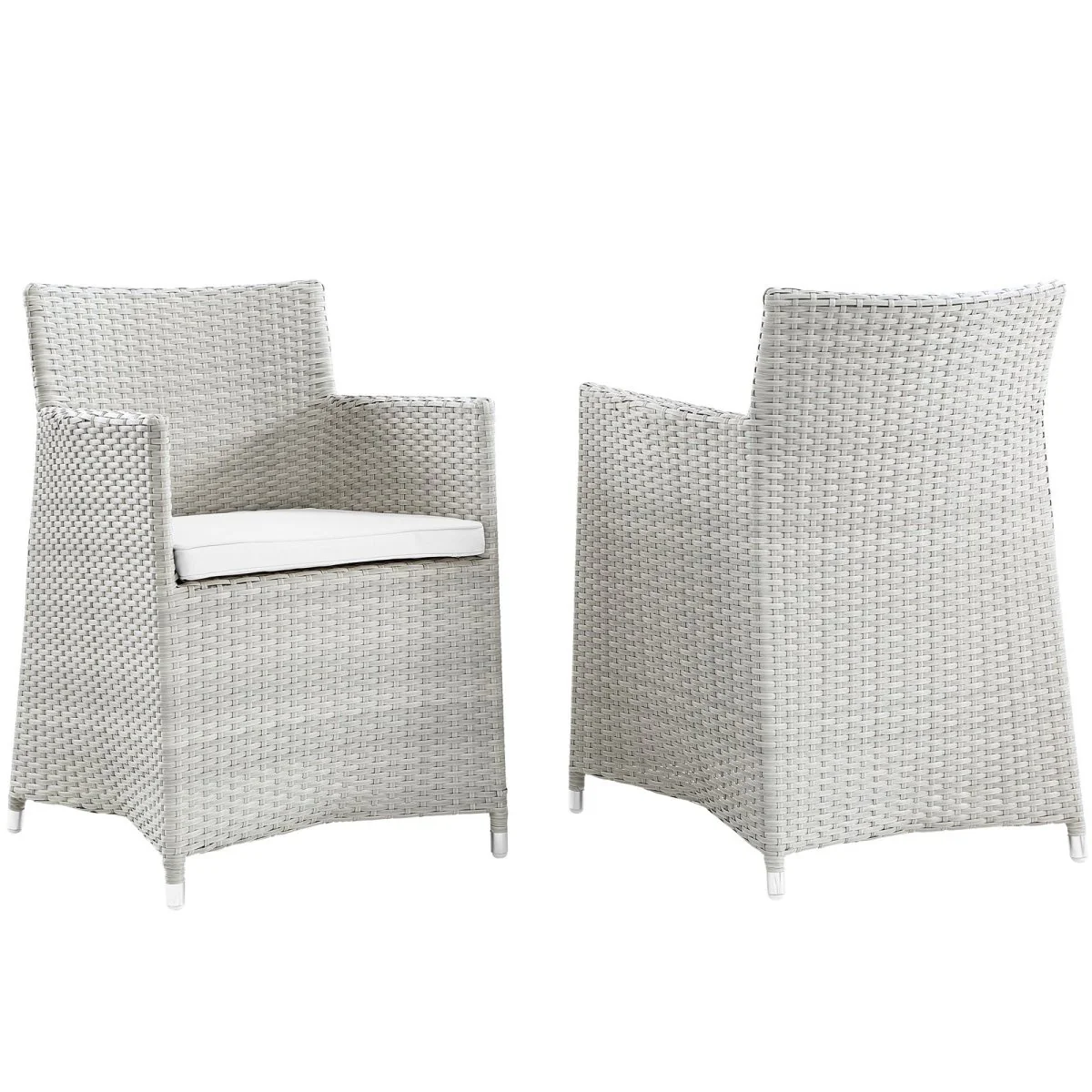 Outdoor Wicker and Aluminum Armchairs with Cushions for Patio and Garden Seating
