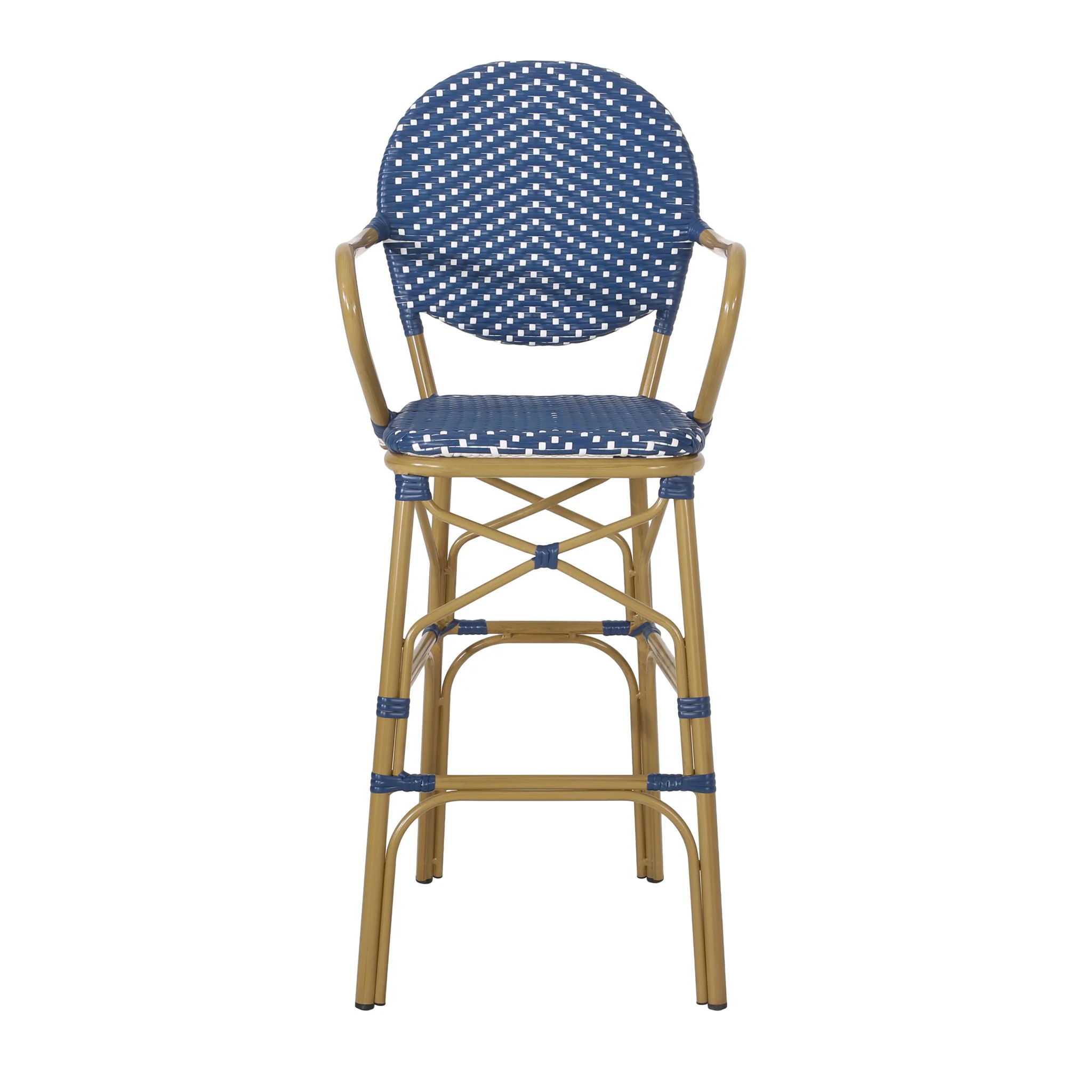 Outdoor Wicker And Aluminum French Barstools (Set of 2) - Image 2
