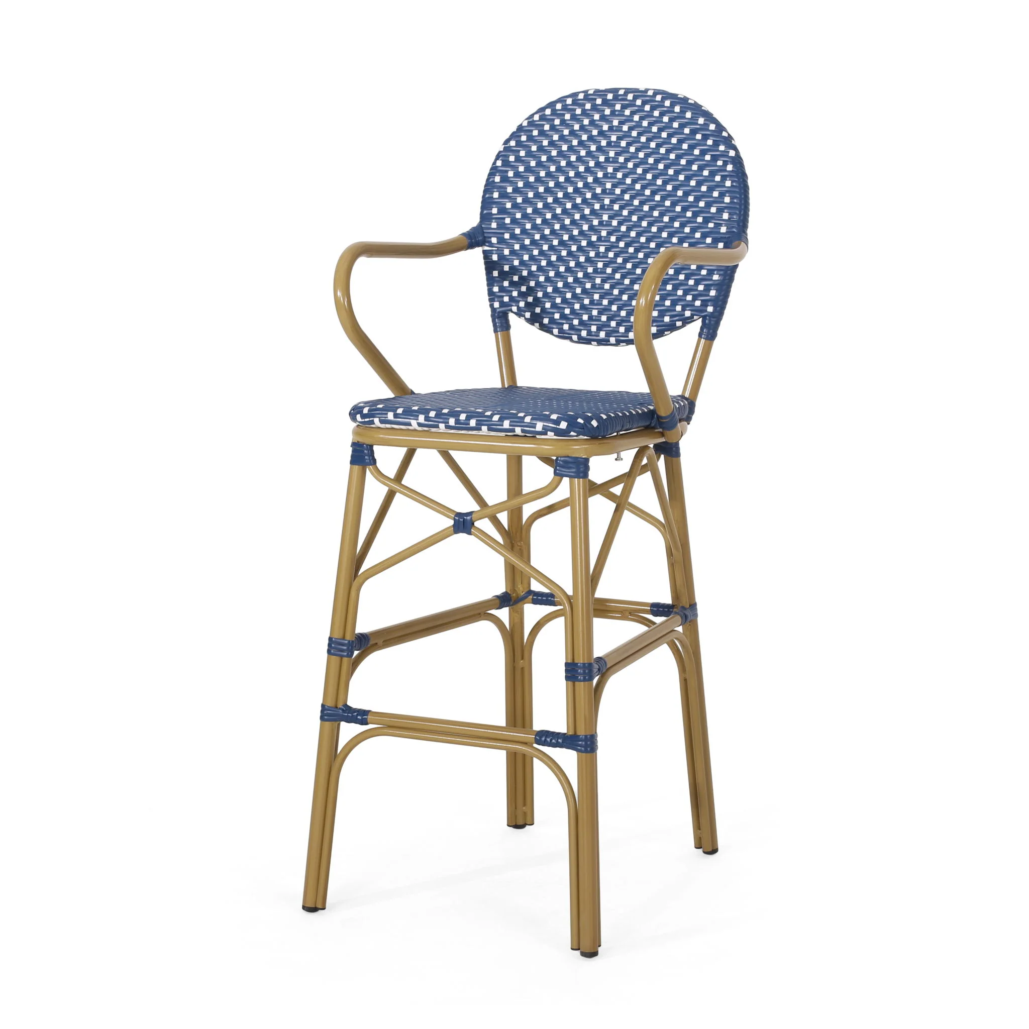 Outdoor Wicker And Aluminum French Barstools (Set of 2) - Image 3