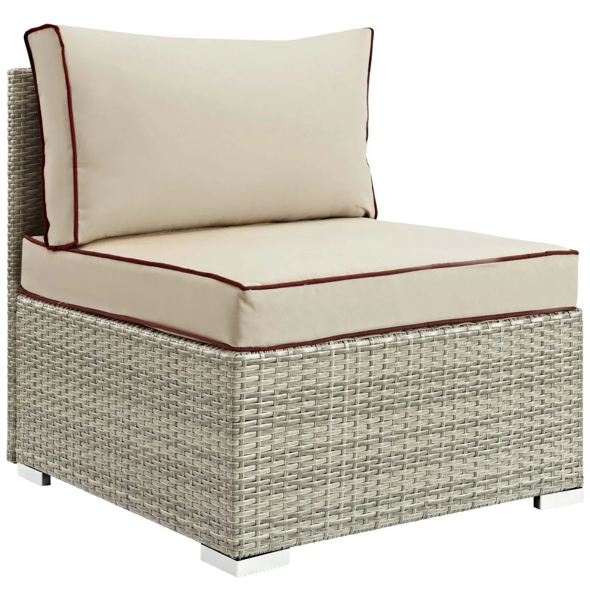 Outdoor Wicker Armless Chair for Patio, Deck and Garden Seating - Weather-Resistant
