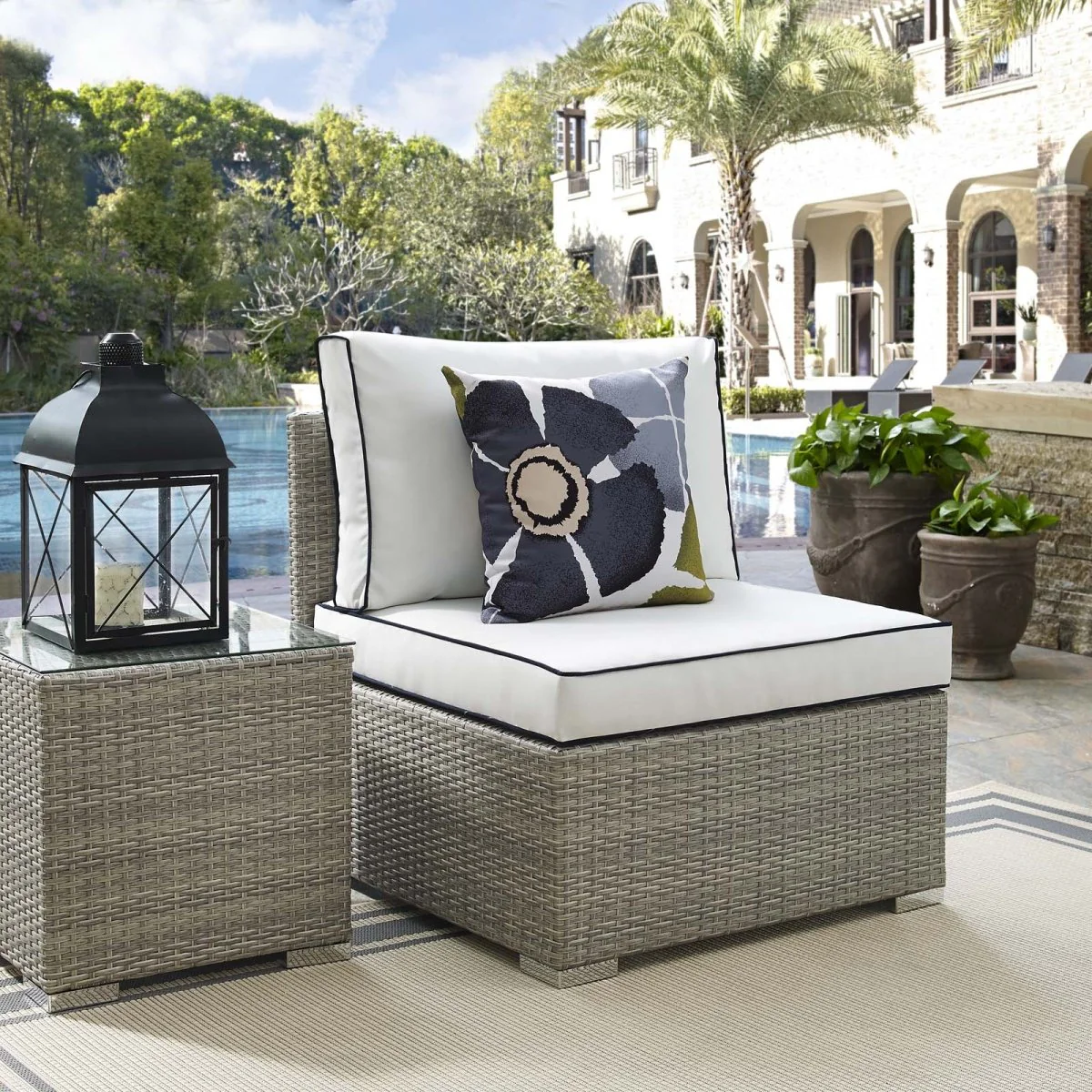 Outdoor Wicker Armless Chair for Patio, Deck and Garden Seating - Weather-Resistant - Image 8