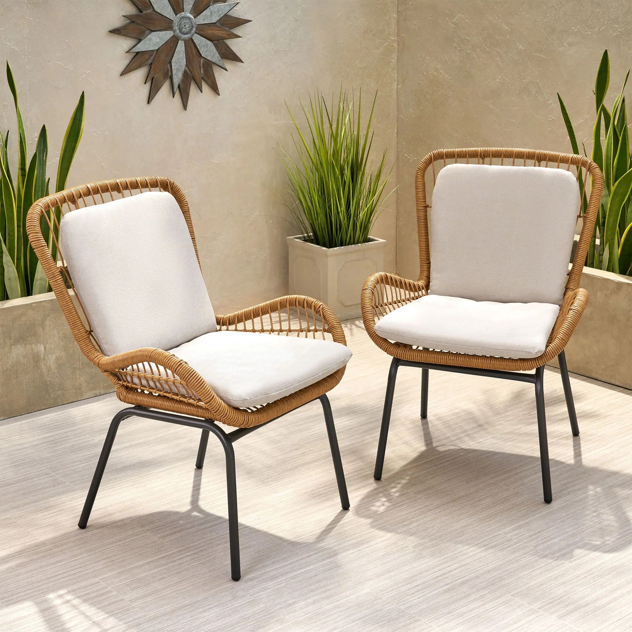 Outdoor Wicker Club Chair With Cushions (Set of 2) - Image 3