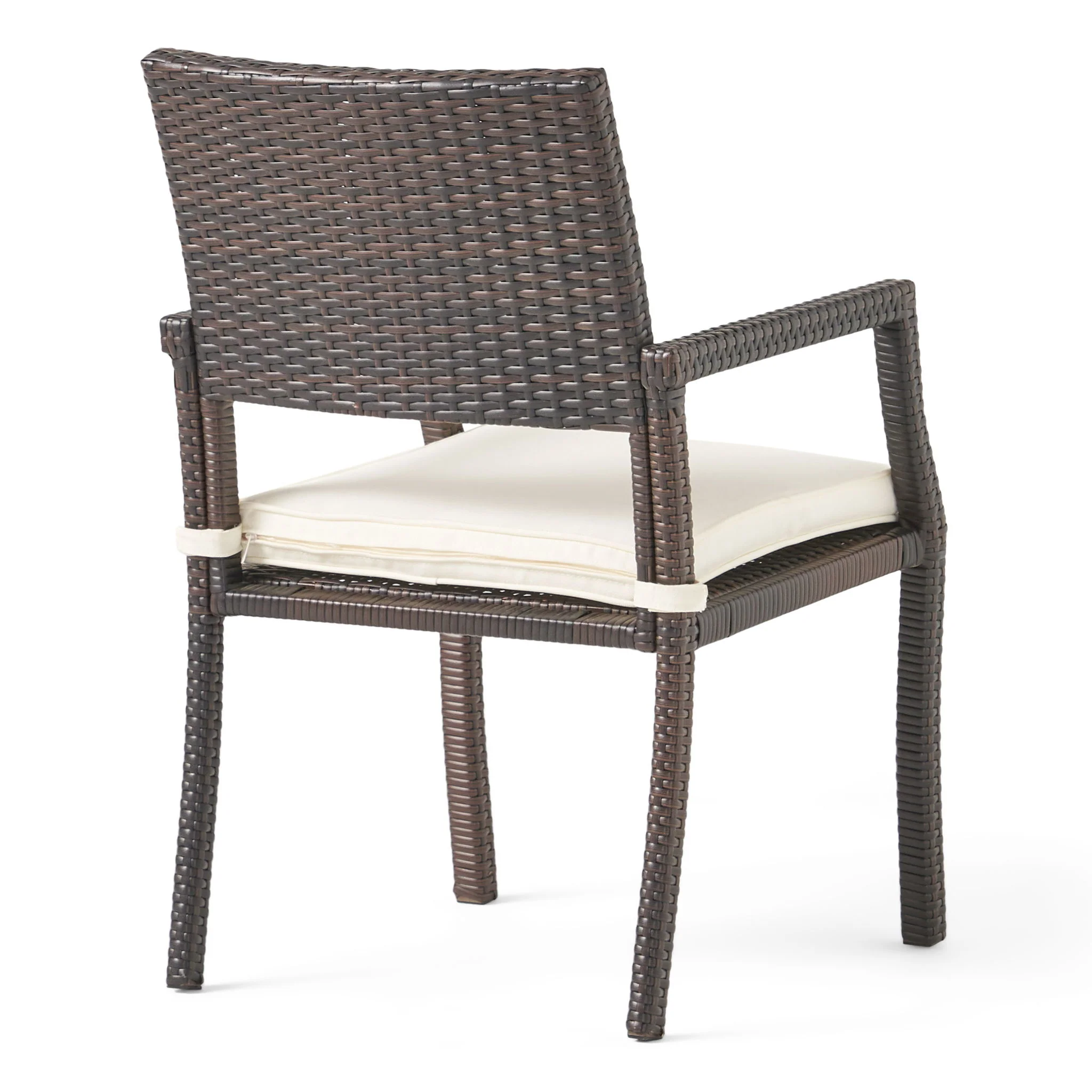 Outdoor Wicker Dining Chair With Water Resistant Cushions (Set of 2) - White / Brown - Image 5