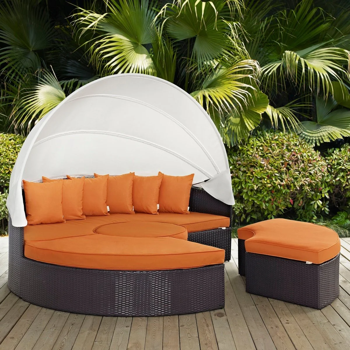 Outdoor Wicker Rattan Daybed with Canopy, Durable All-Weather Patio Lounger - Image 23