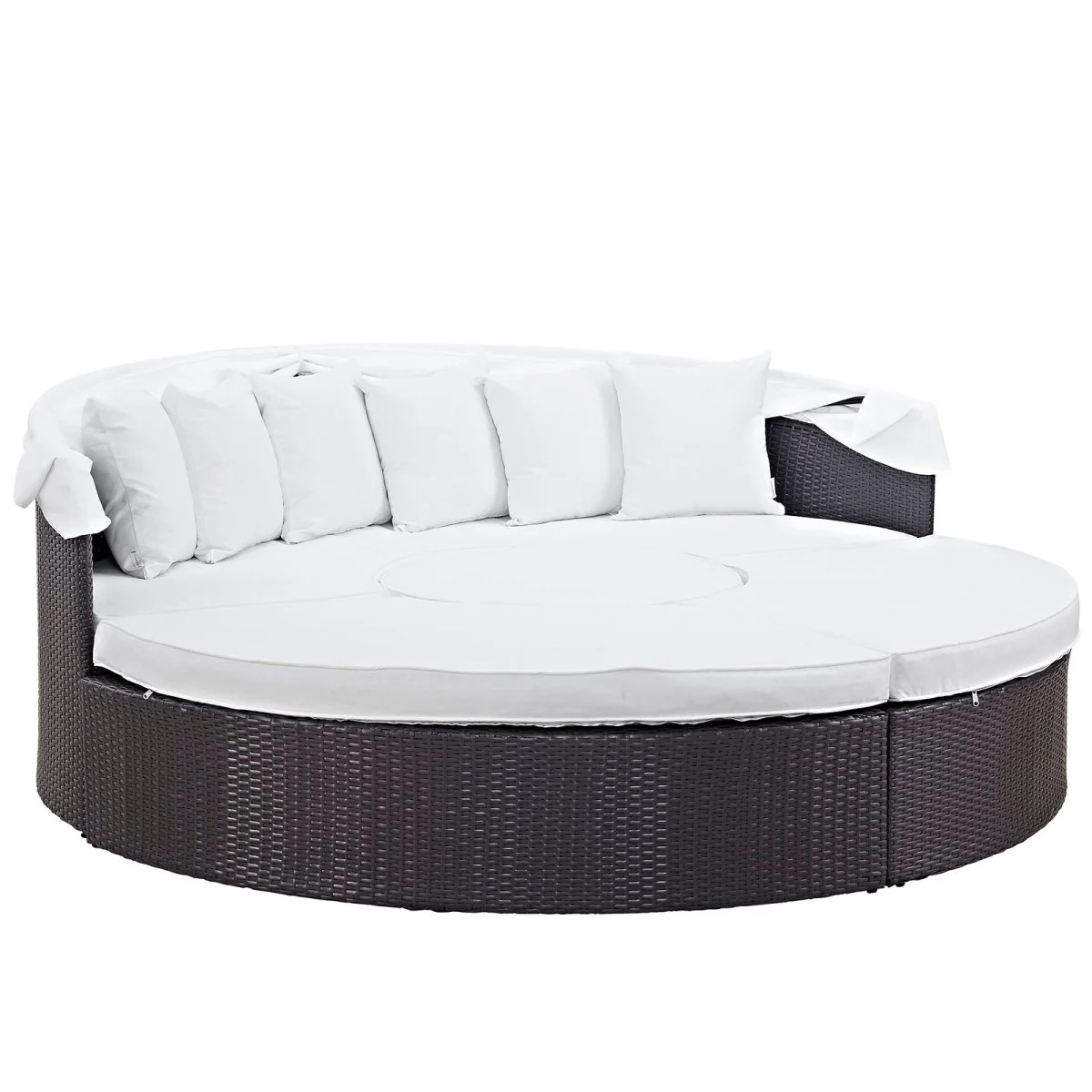 Outdoor Wicker Rattan Daybed with Canopy, Durable All-Weather Patio Lounger - Image 3