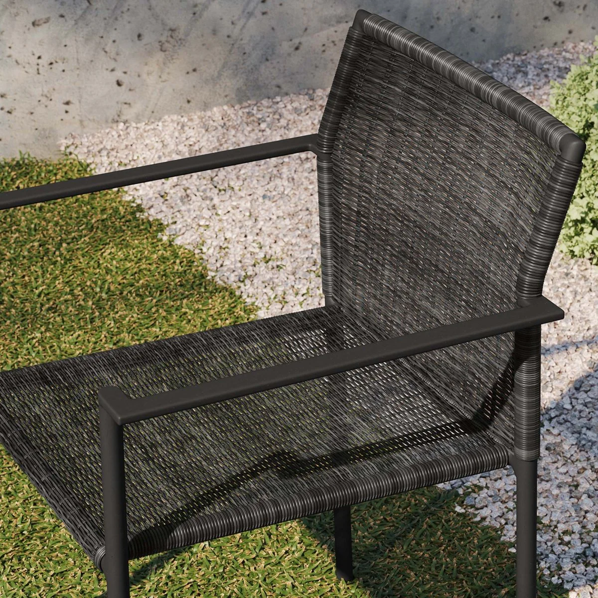 Outdoor Wicker Rattan Dining Armchairs – Charcoal Set of 2 - Image 3