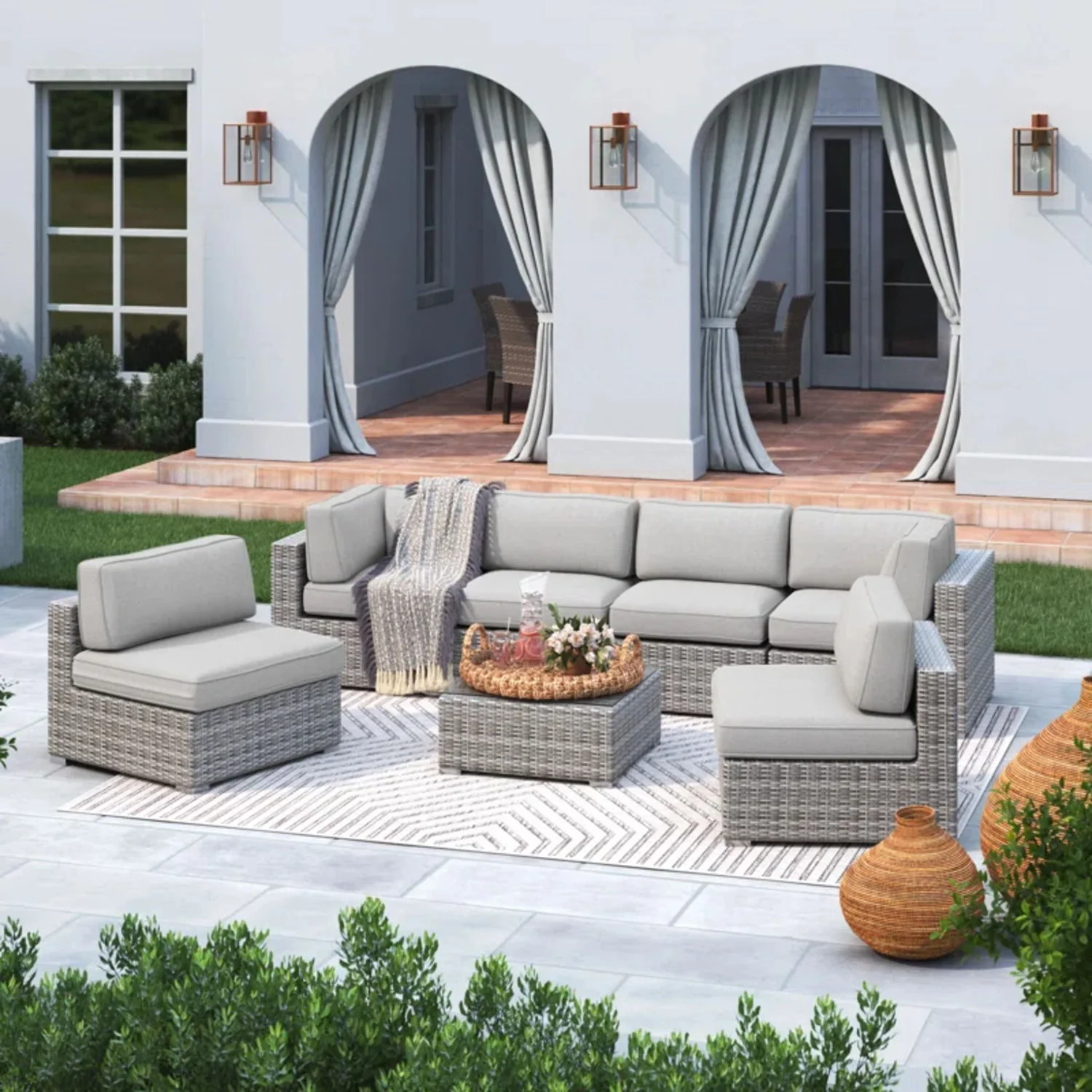 Outdoor Wicker Seating Group With Cushions - Image 10