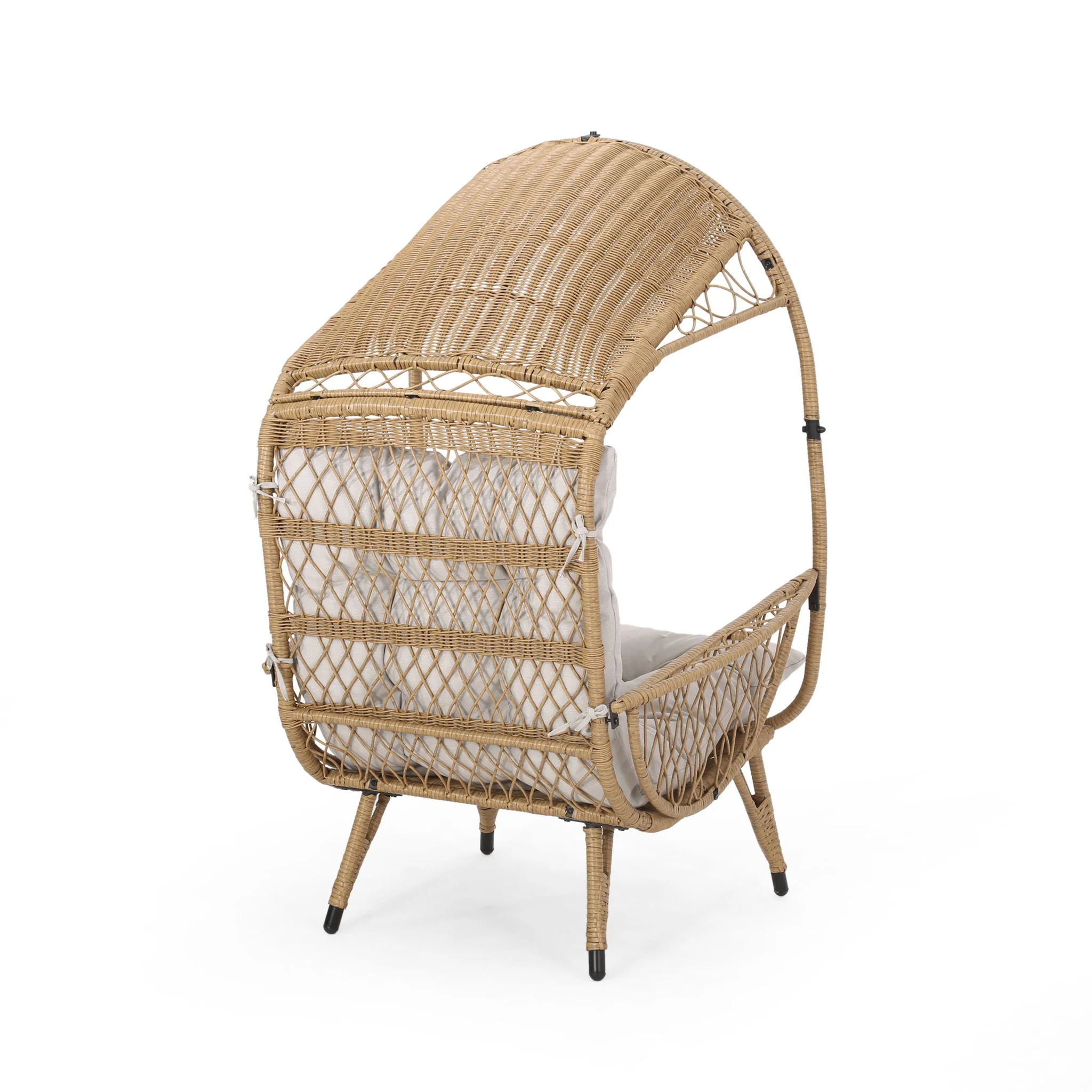 Outdoor Wicker Standing Basket Chair With Cushion - Image 12