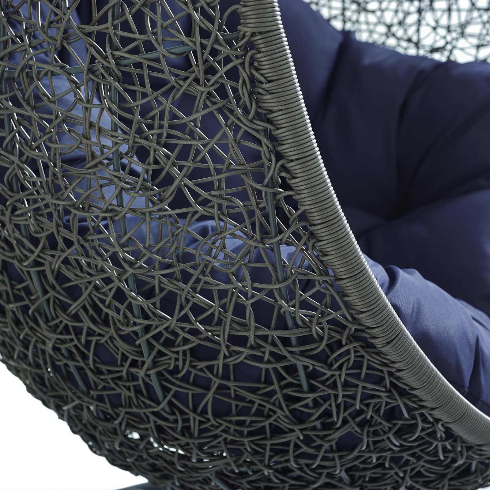 Outdoor Woven Hanging Swing Chair with Stand for Patio and Garden Seating - Image 118