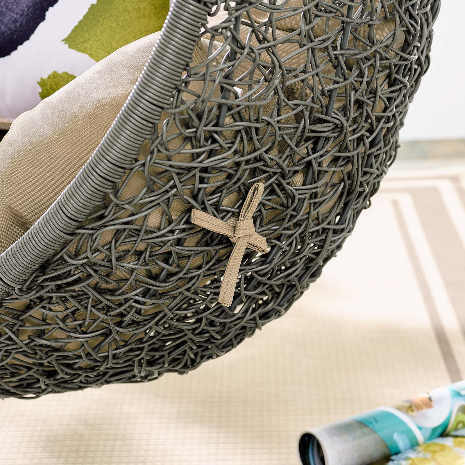 Outdoor Woven Hanging Swing Chair with Stand for Patio and Garden Seating - Image 126