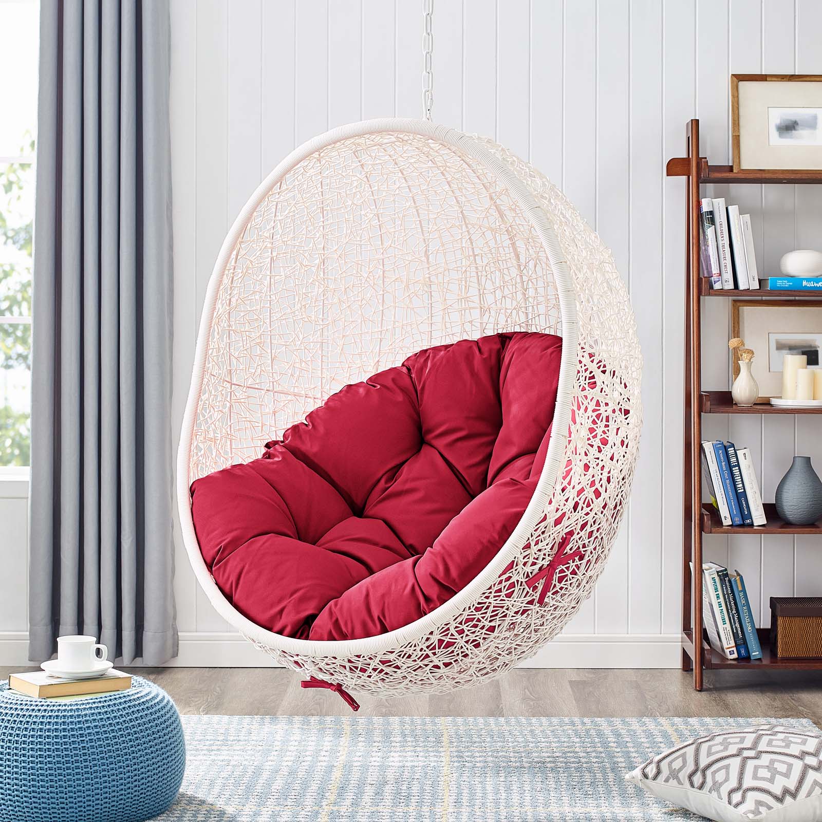 Outdoor Woven Hanging Swing Chair with Stand for Patio and Garden Seating - Image 18