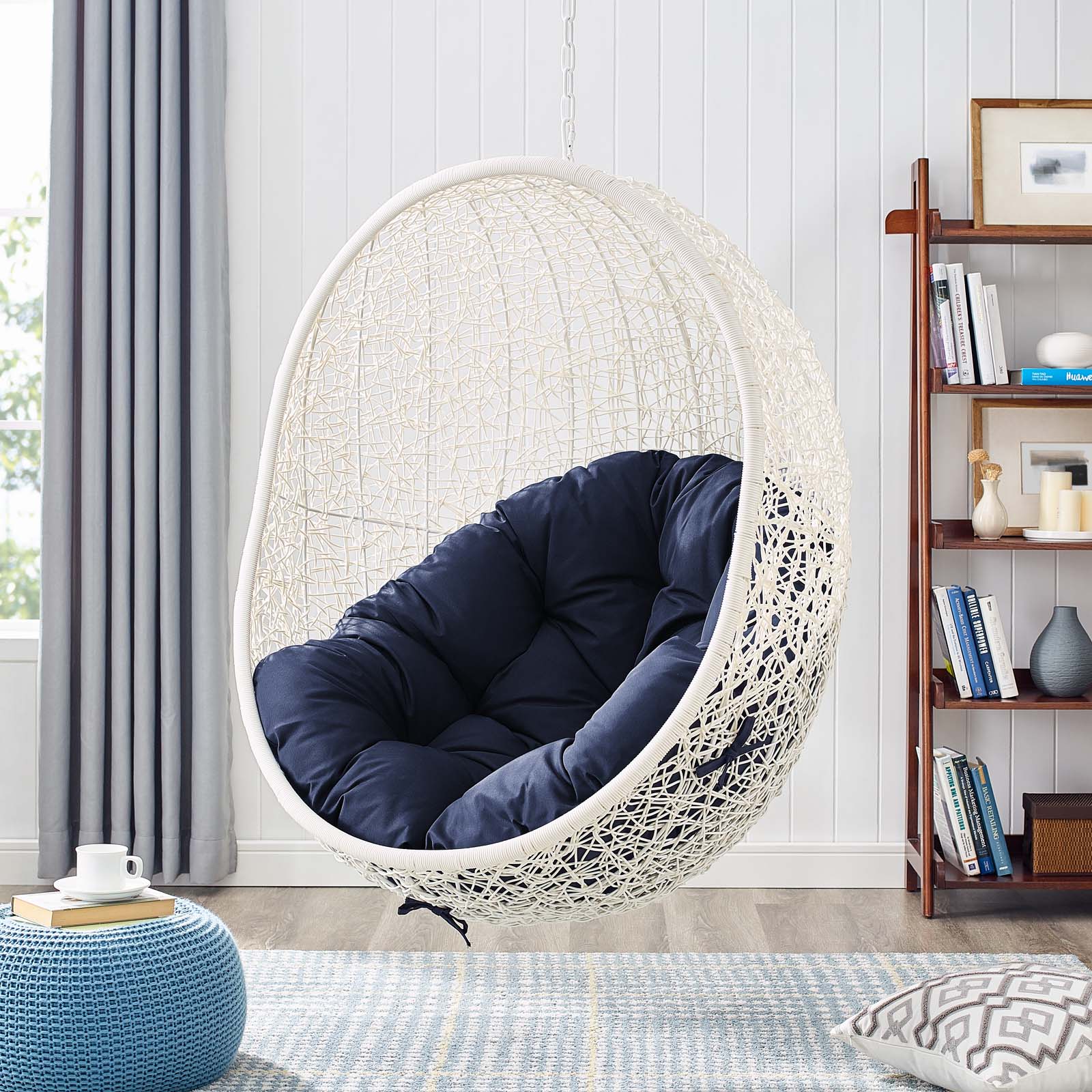 Outdoor Woven Hanging Swing Chair with Stand for Patio and Garden Seating - Image 42
