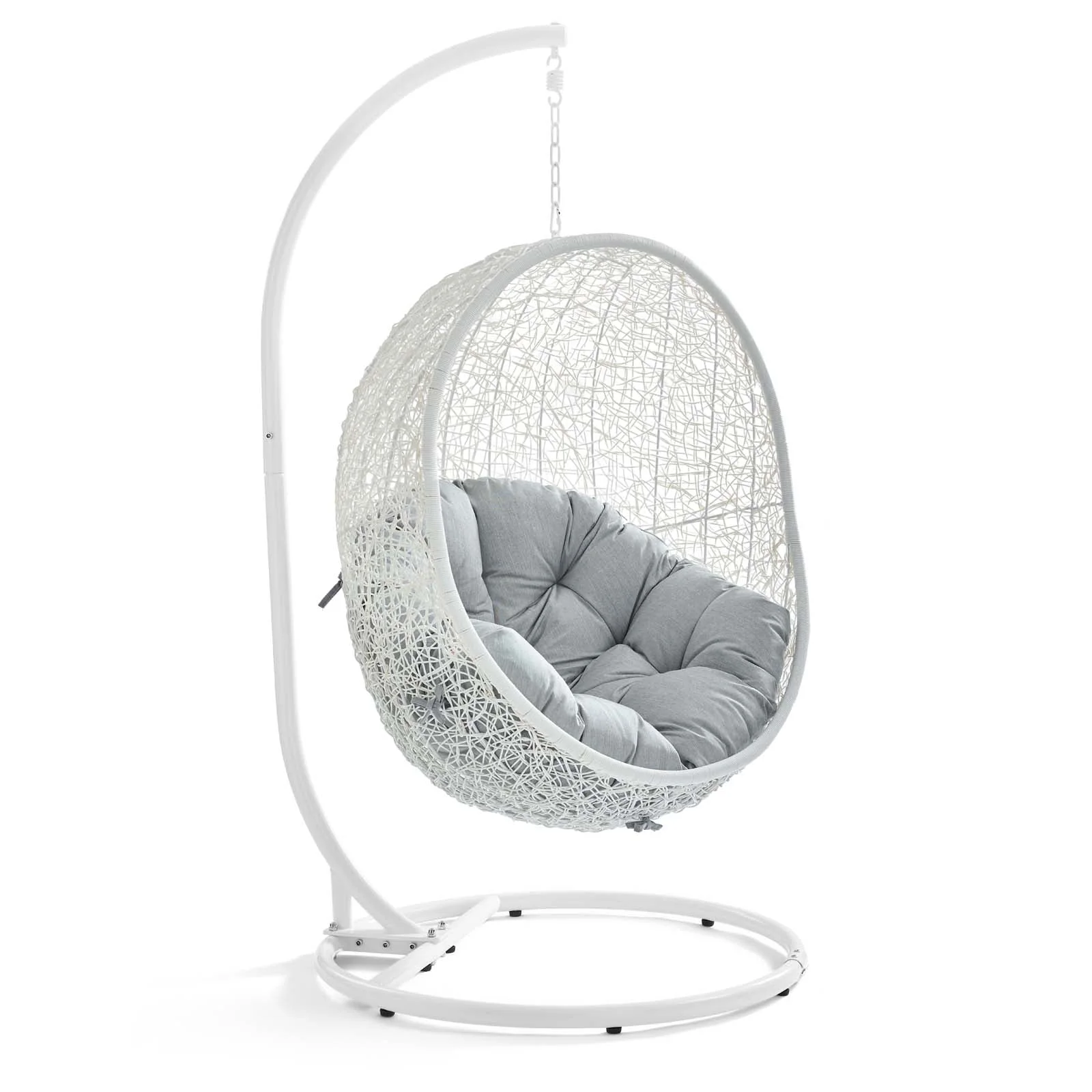 Outdoor Woven Hanging Swing Chair with Stand for Patio and Garden Seating - Image 57
