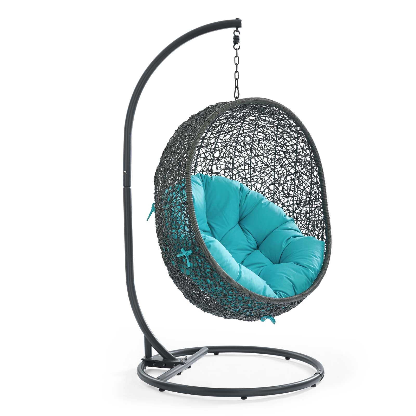 Outdoor Woven Hanging Swing Chair with Stand for Patio and Garden Seating - Image 81
