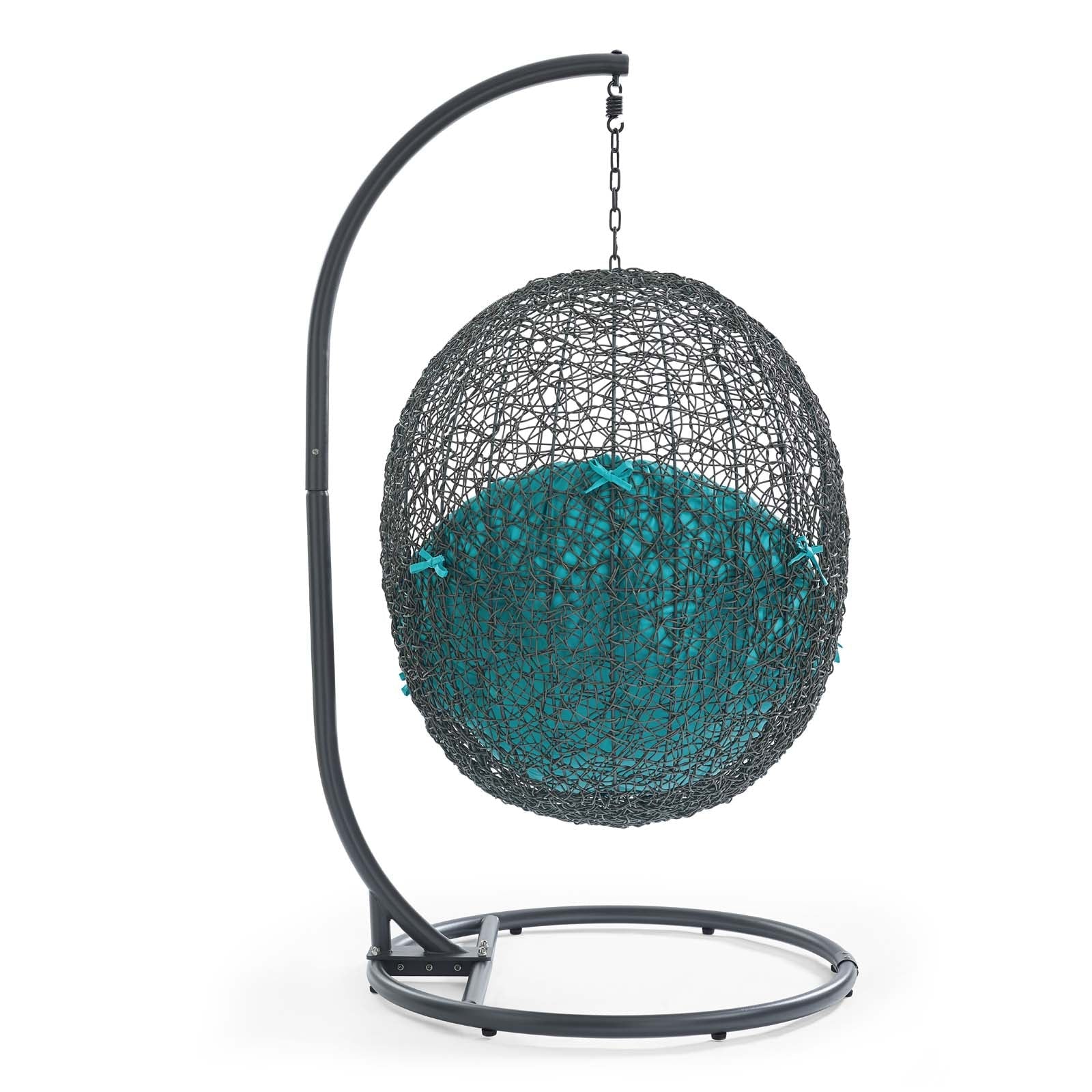 Outdoor Woven Hanging Swing Chair with Stand for Patio and Garden Seating - Image 86