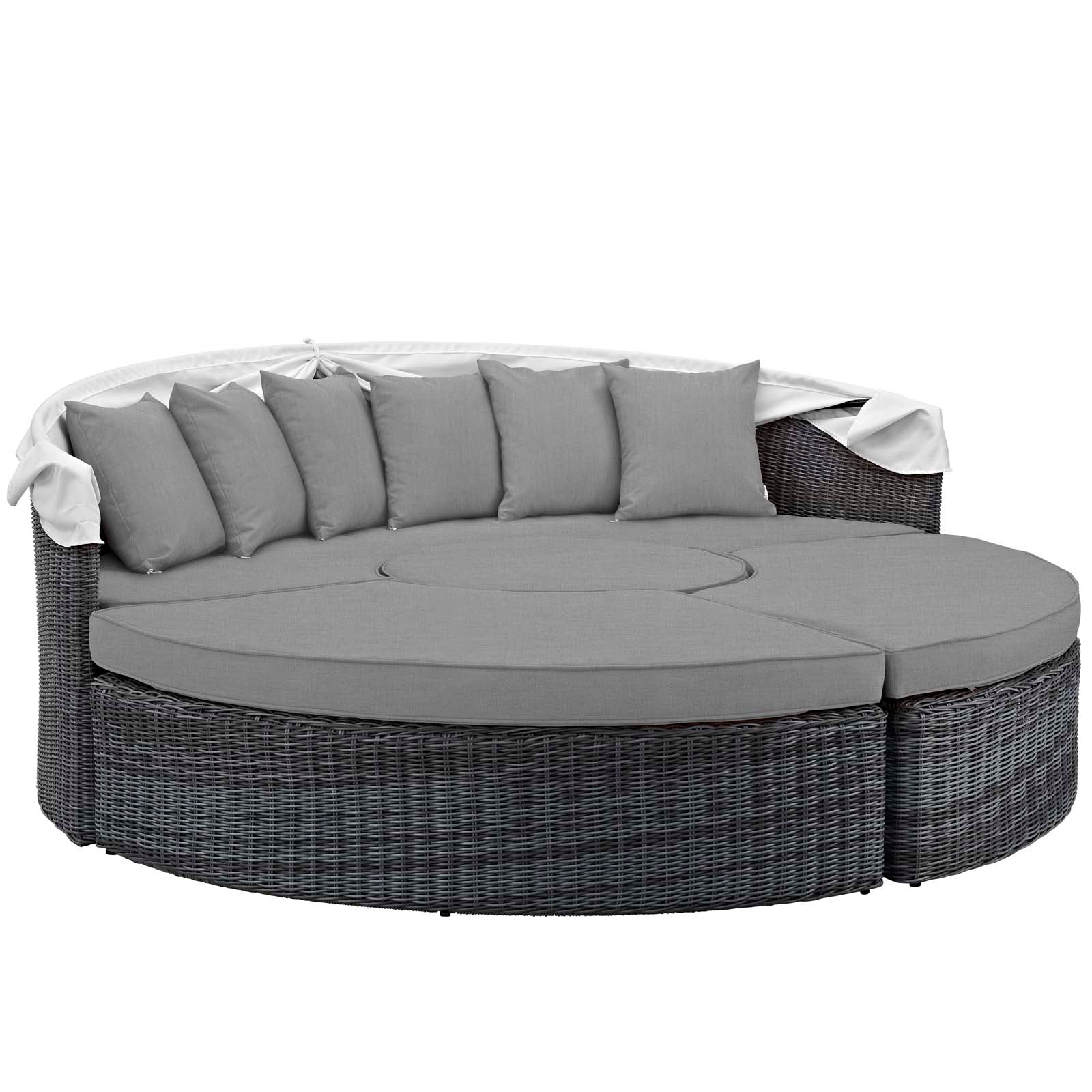 Outdoor Woven Round Daybed with Canopy for Patio and Garden Lounge Seating - Image 3