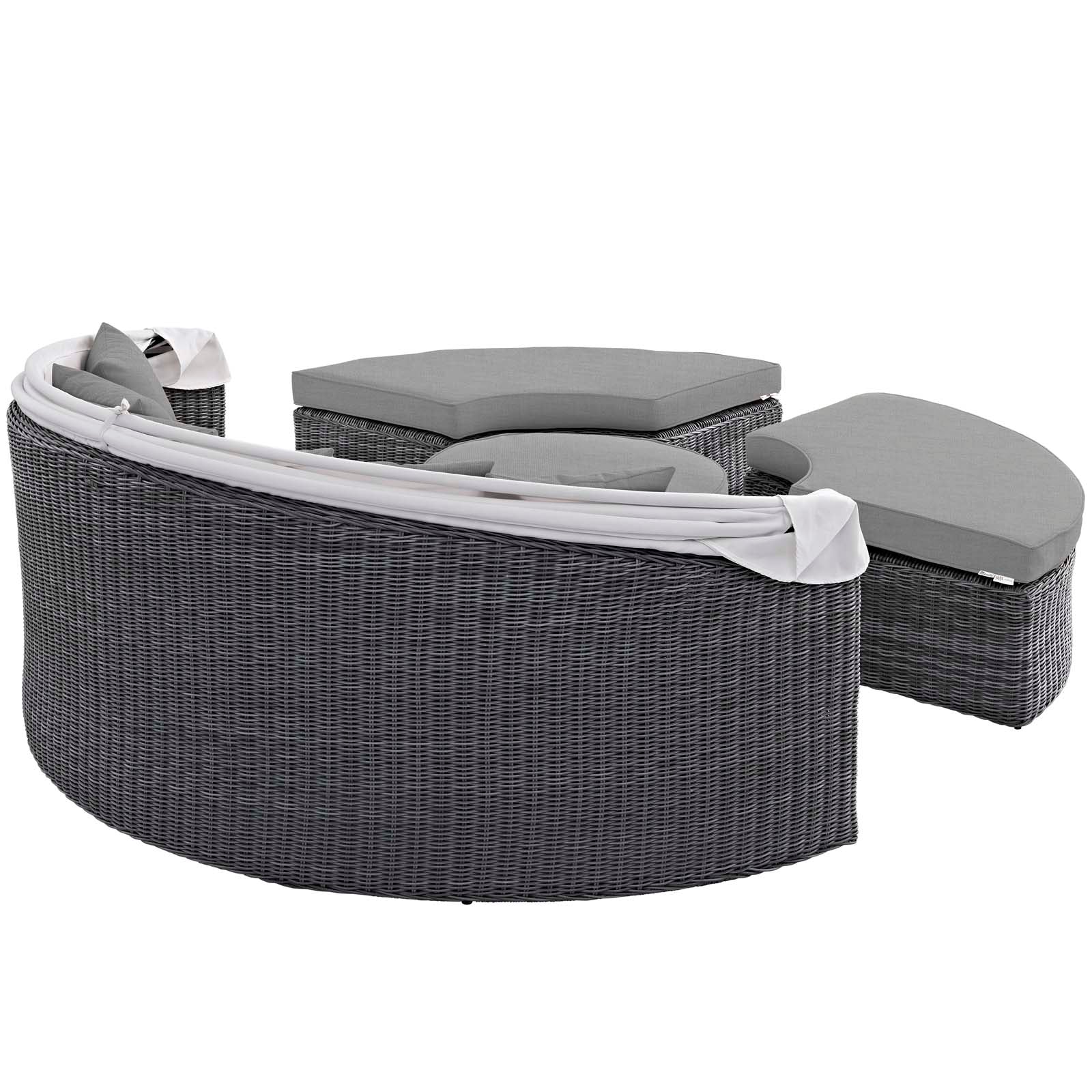 Outdoor Woven Round Daybed with Canopy for Patio and Garden Lounge Seating - Image 4