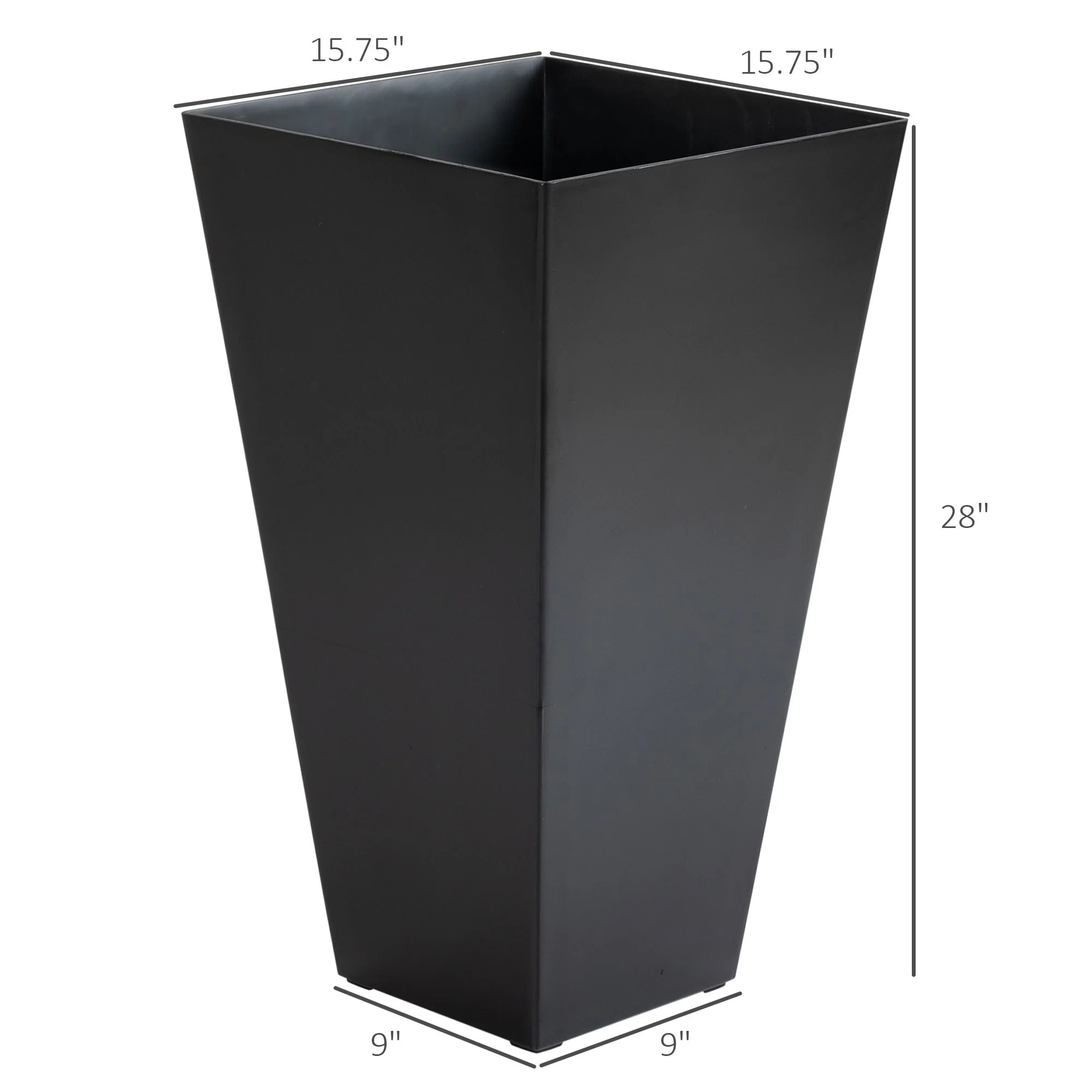 Outsunny - Outdoor Planters (Set of 3) Large Taper Planters With Drainage Holes And Plug, Faux Wood Plastic Flower Pots For Outdoor, Indoor, Garden, Patio - Image 3
