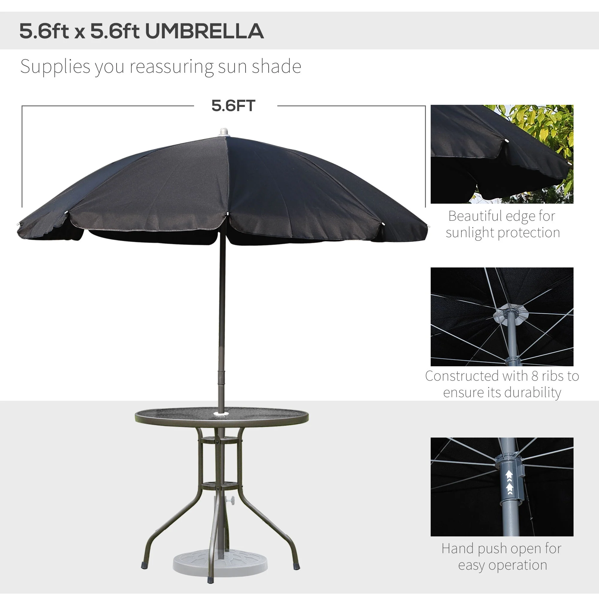 Outsunny - Patio Dining Set With Table Umbrella, Folding Chairs And Dining Table, Outdoor Patio Furniture Set - Image 5