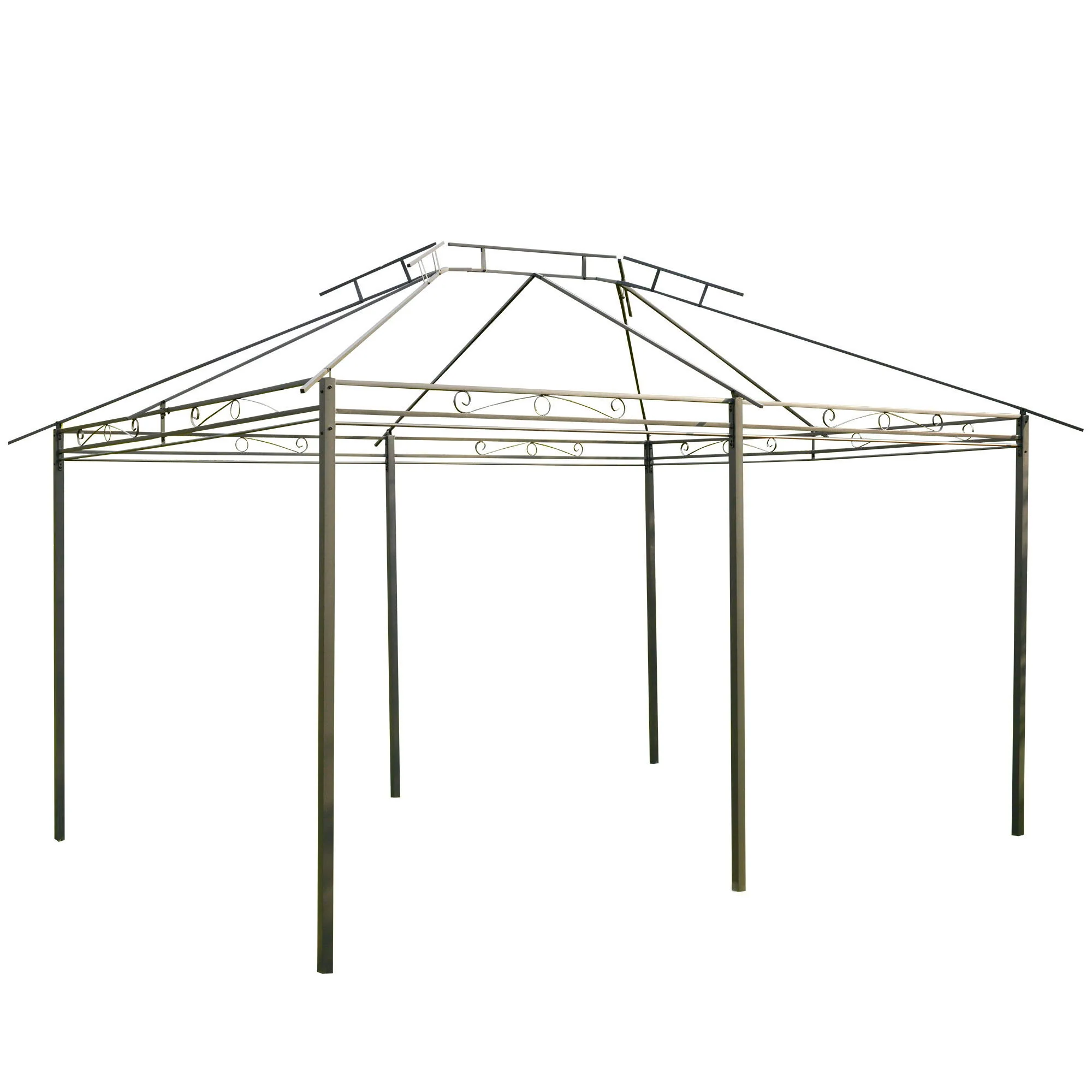 Outsunny - Patio Gazebo, Outdoor Gazebo Canopy Shelter With Curtains, Vented Roof, Steel Frame For Garden, Lawn, Backyard And Deck, - Sage Gray - Image 4