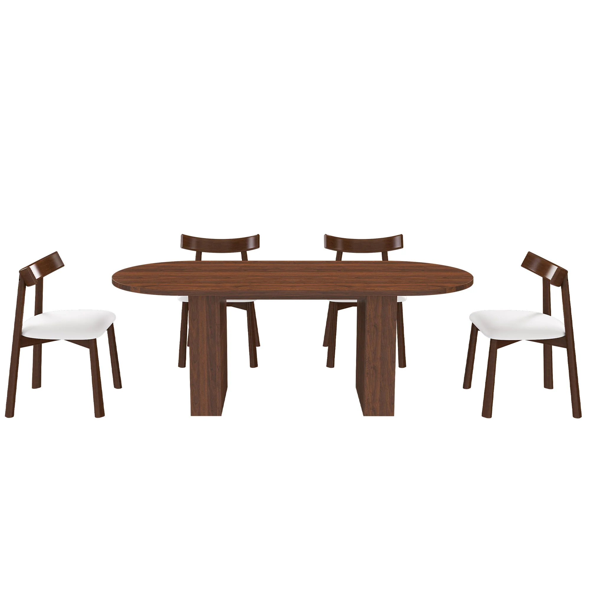 Oval Dining Table Set For 6 With 4 Chairs - Walnut - Image 8
