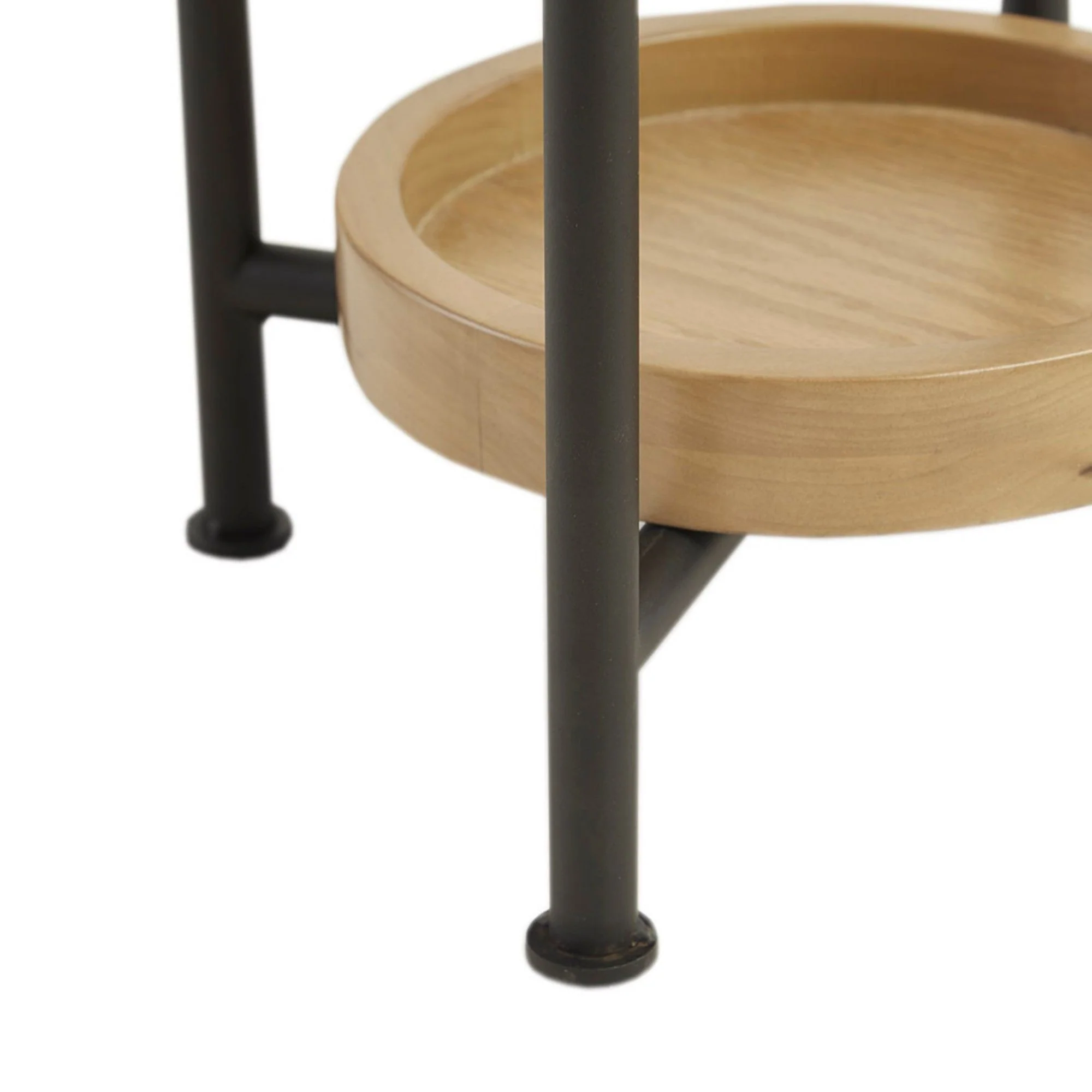Oval End Table - White / Natural - Image 4