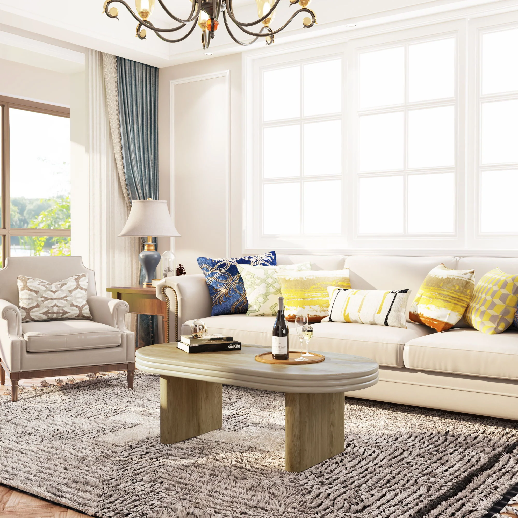 Oval Fluted Coffee Table - Natural - Image 4