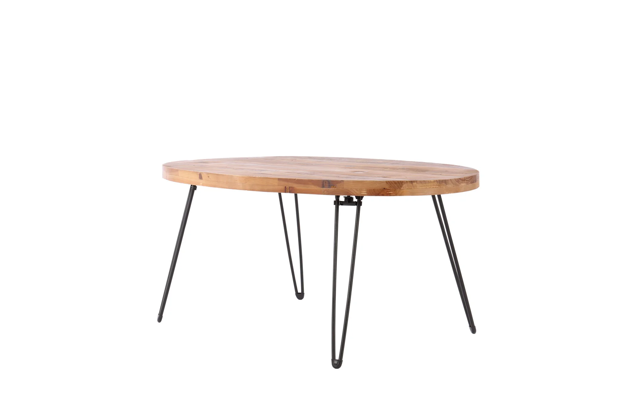 Oval Natural Reclaimed Wood Foldable Cocktail Table For Your Living Room - Natural - Image 2