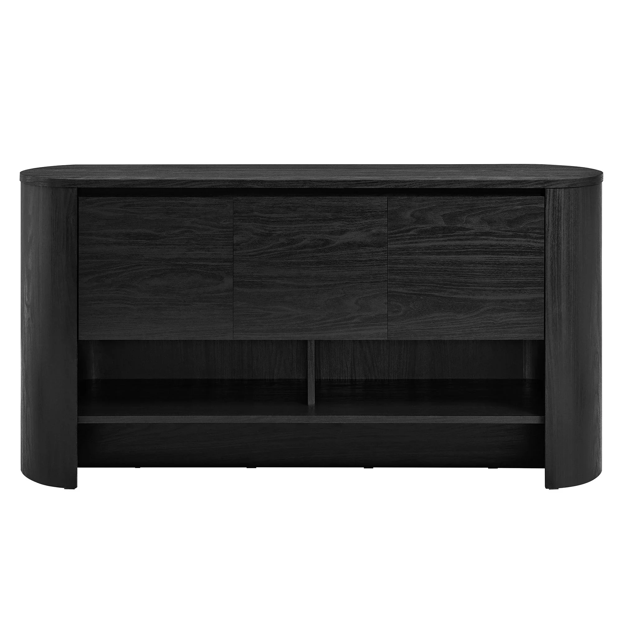 Oval Storage Sideboard Cabinet with Open Shelves – Wood Finish 62 Inch - Image 14