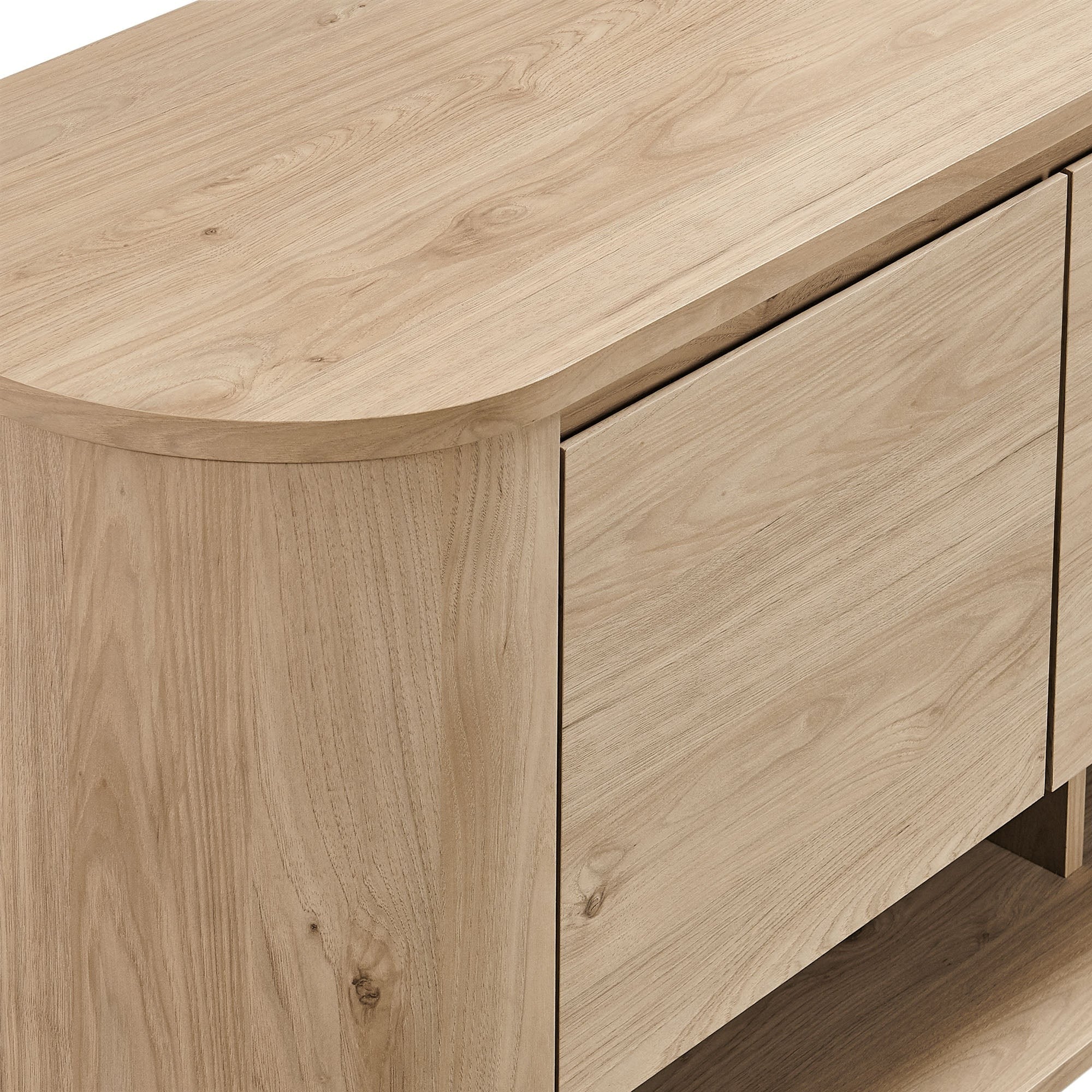 Oval Storage Sideboard Cabinet with Open Shelves – Wood Finish 62 Inch - Image 3