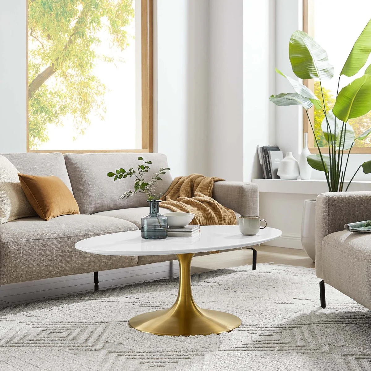 Oval Wood Pedestal Coffee Table - Image 12