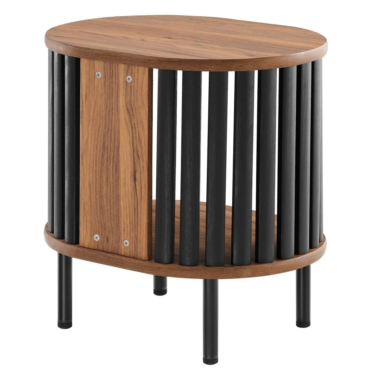Oval Wood Side Table with Storage and Metal Legs – 20 Inch - Image 16