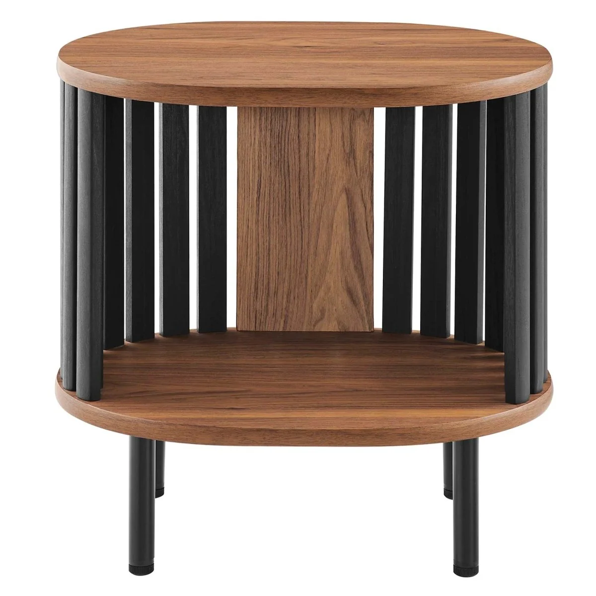 Oval Wood Side Table with Storage and Metal Legs – 20 Inch - Image 17