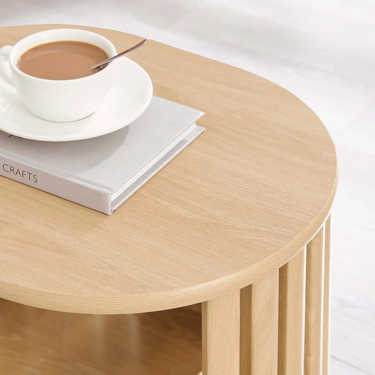 Oval Wood Side Table with Storage and Metal Legs – 20 Inch - Image 5