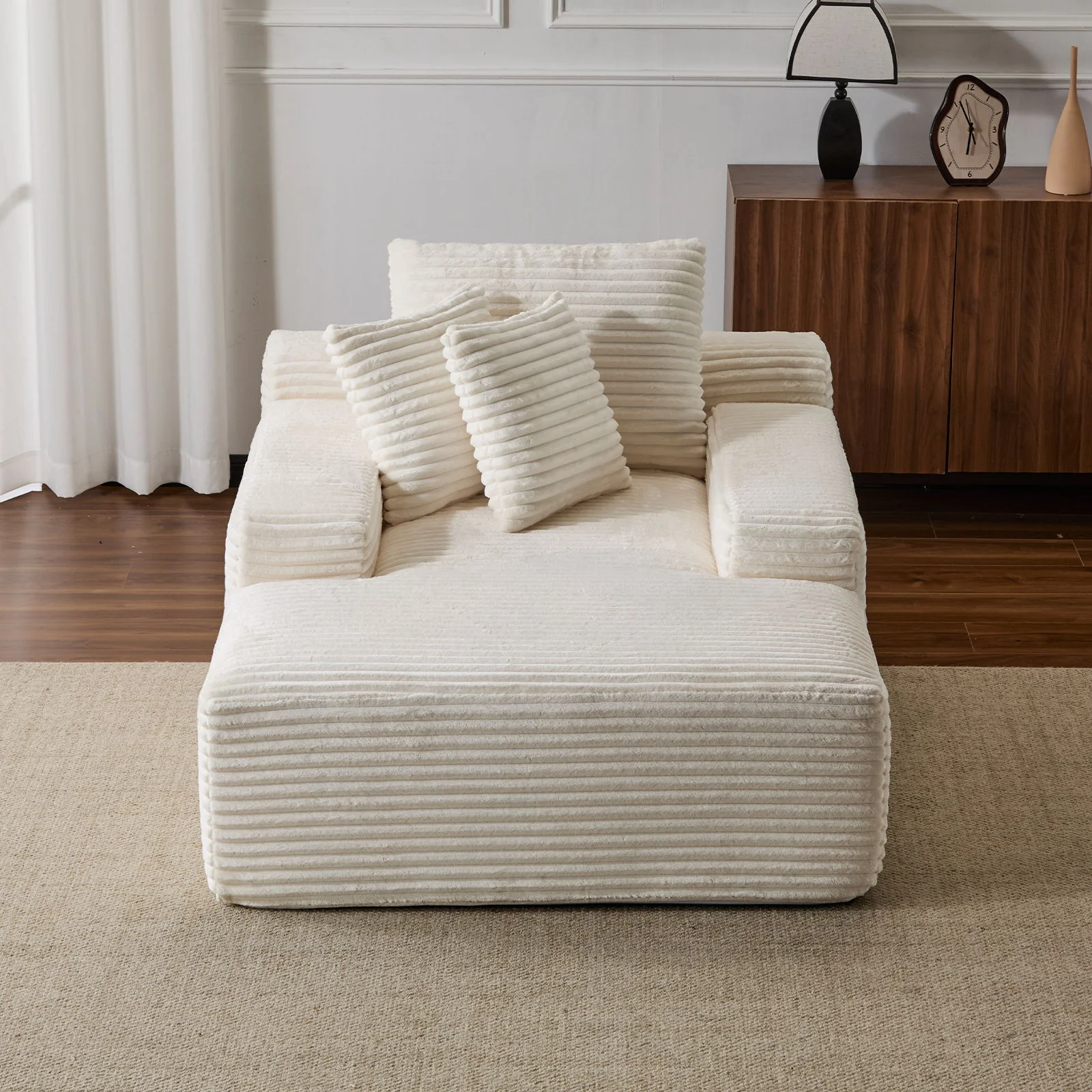 Oversized Chaise Lounge Chair Cozy Cloud Couch With 3 Throw Pillows And Wide Armrest - Image 10