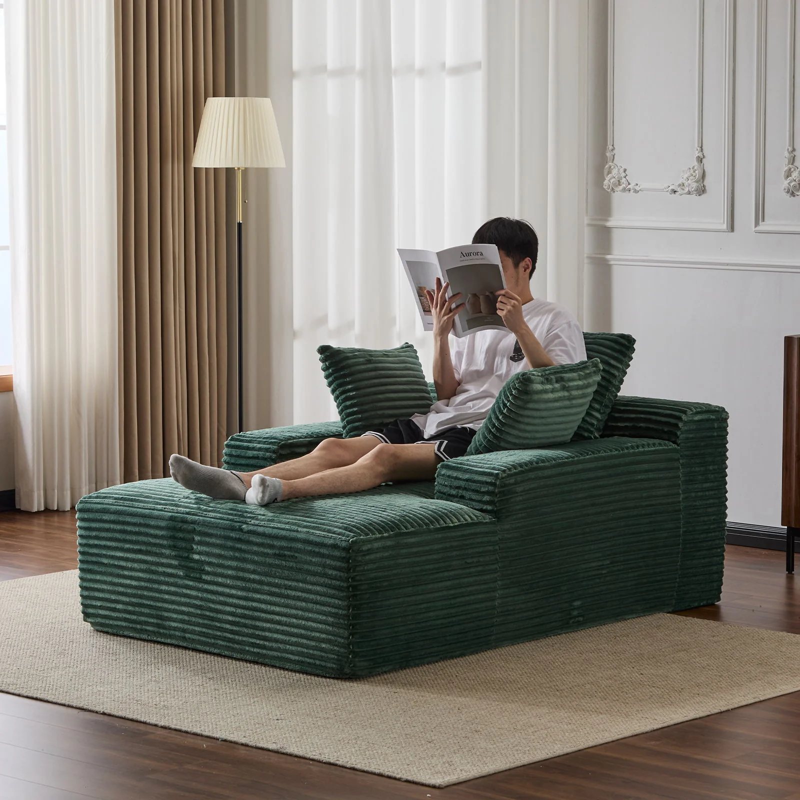 Oversized Chaise Lounge Chair Cozy Cloud Couch With 3 Throw Pillows And Wide Armrest - Image 14