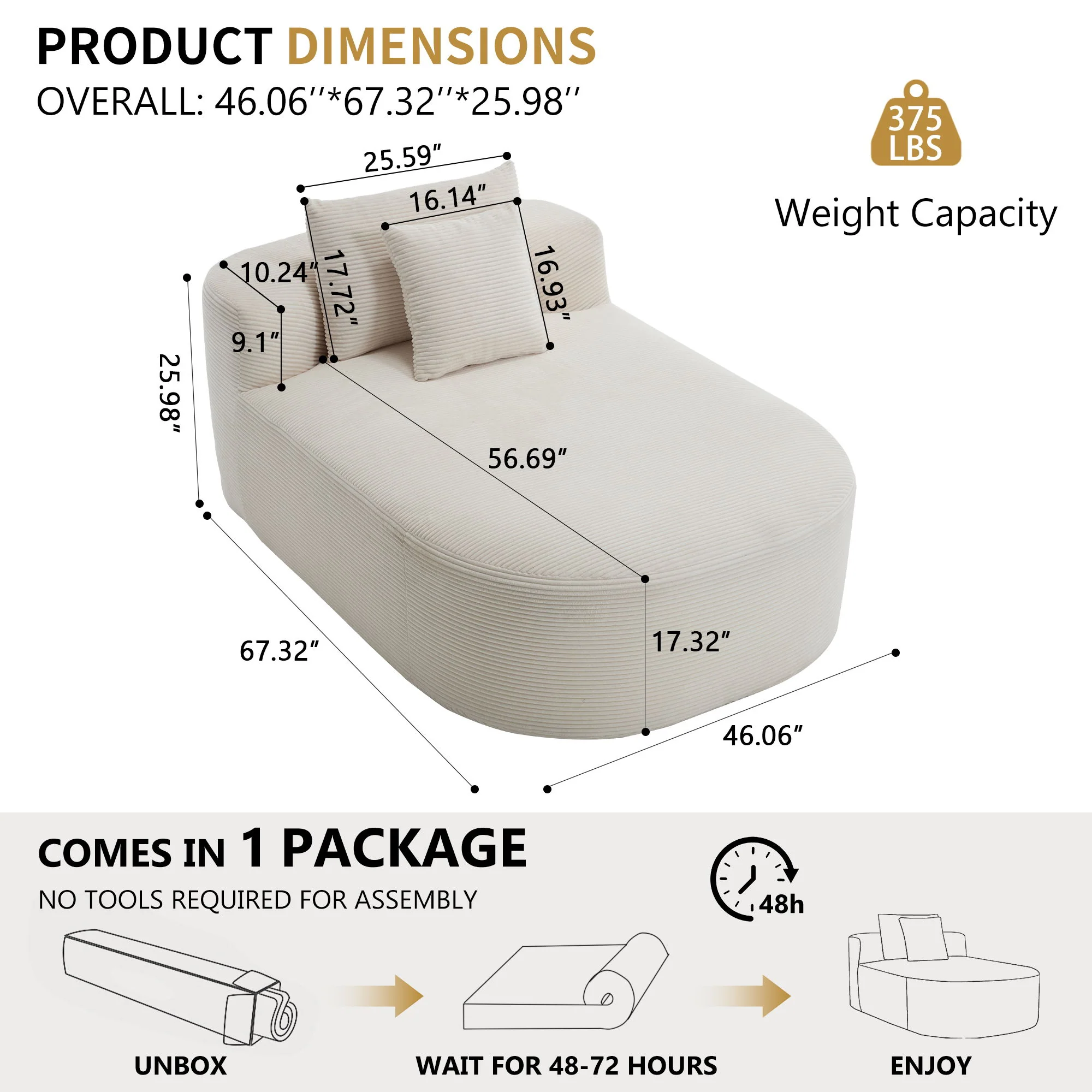 Oversized Chaise Lounge Sofa Bed With Deep Seat And Soft Pillows - Image 11