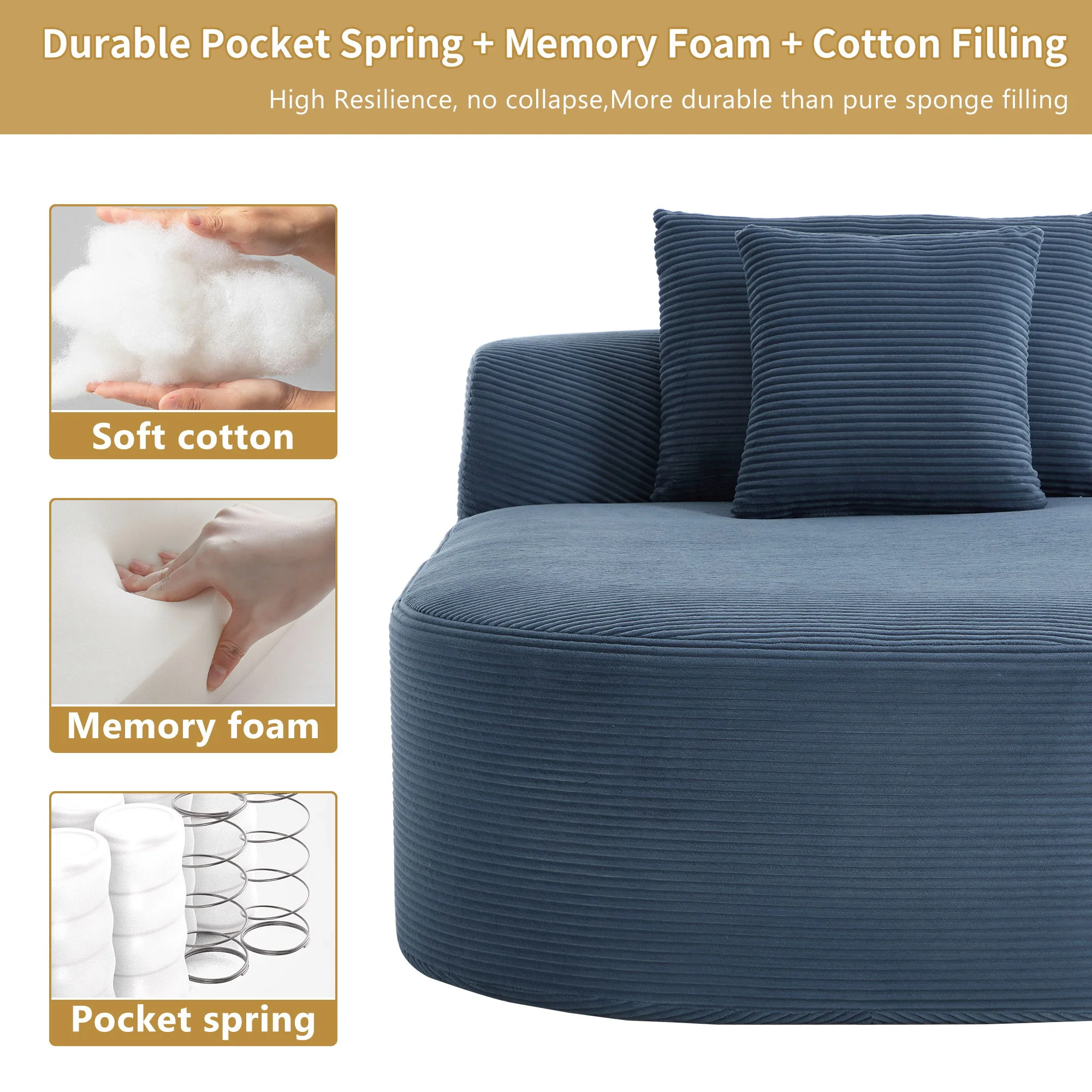 Oversized Chaise Lounge Sofa Bed With Deep Seat And Soft Pillows - Image 18