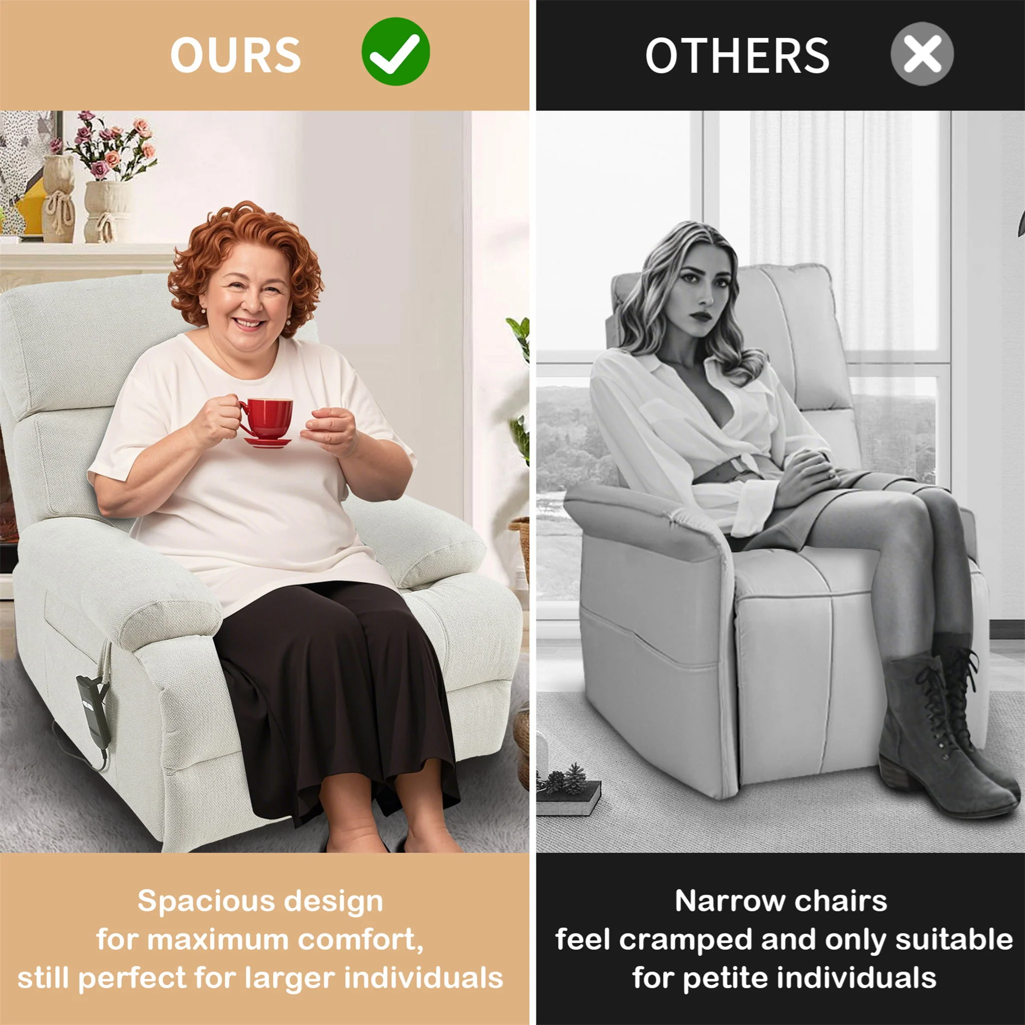 Oversized Power Lift Recliner Chai With Remote Control, Side Pocket, Spacious Seat - Image 4