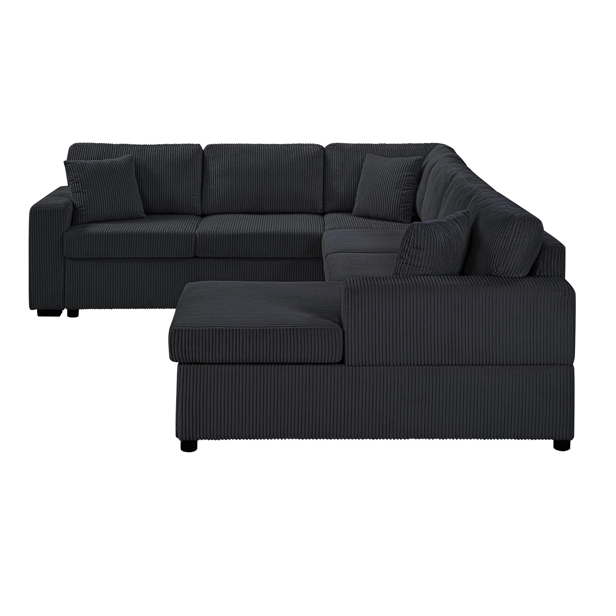 Oversized Sectional U-Shaped Sofa With Chaise Lounge And Three Soft Throw Pillows - Image 13