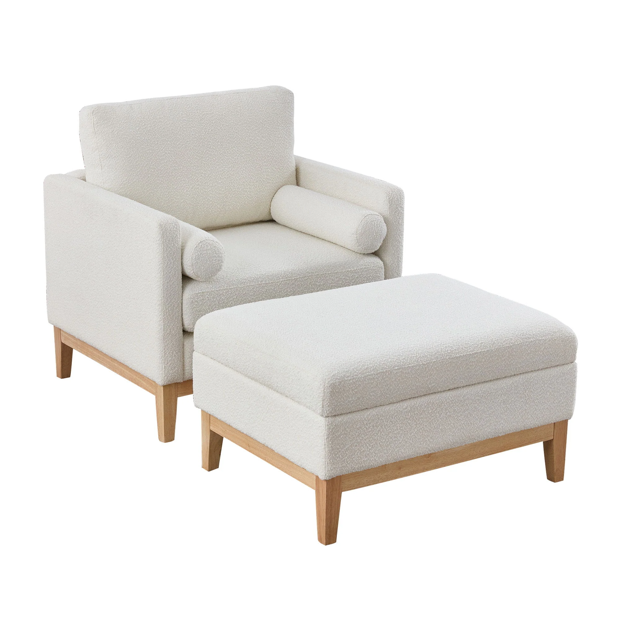 Oversized 360 Degree Swivel Barrel Accent Chair And Ottoman Set With Storage - Image 2