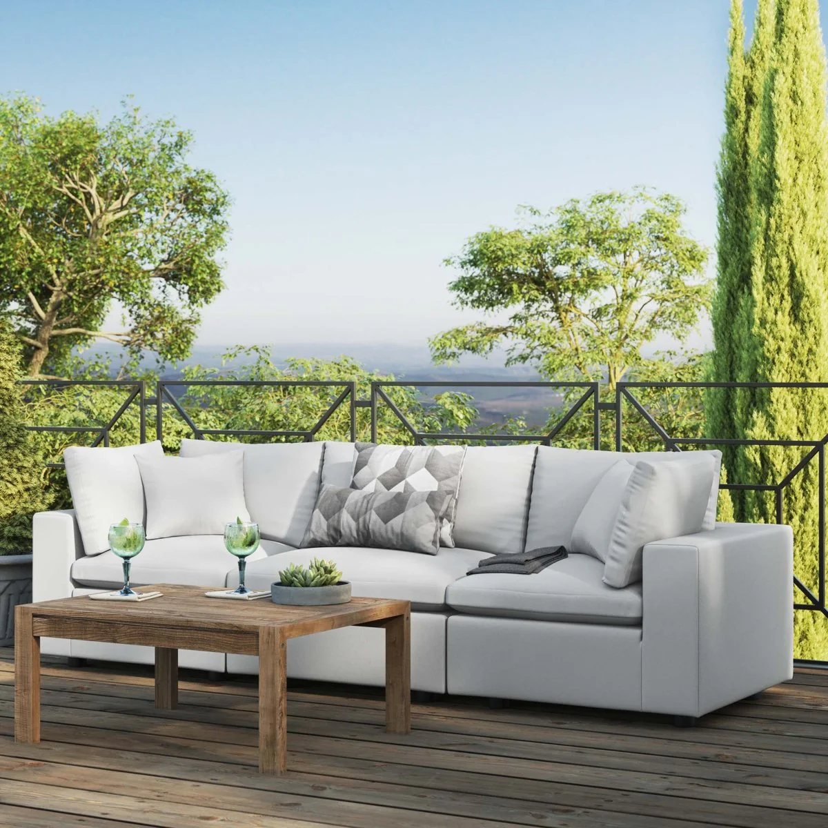 Overstuffed Outdoor Patio Sofa with Overstuffed Cushions and Aluminum Frame - Image 11