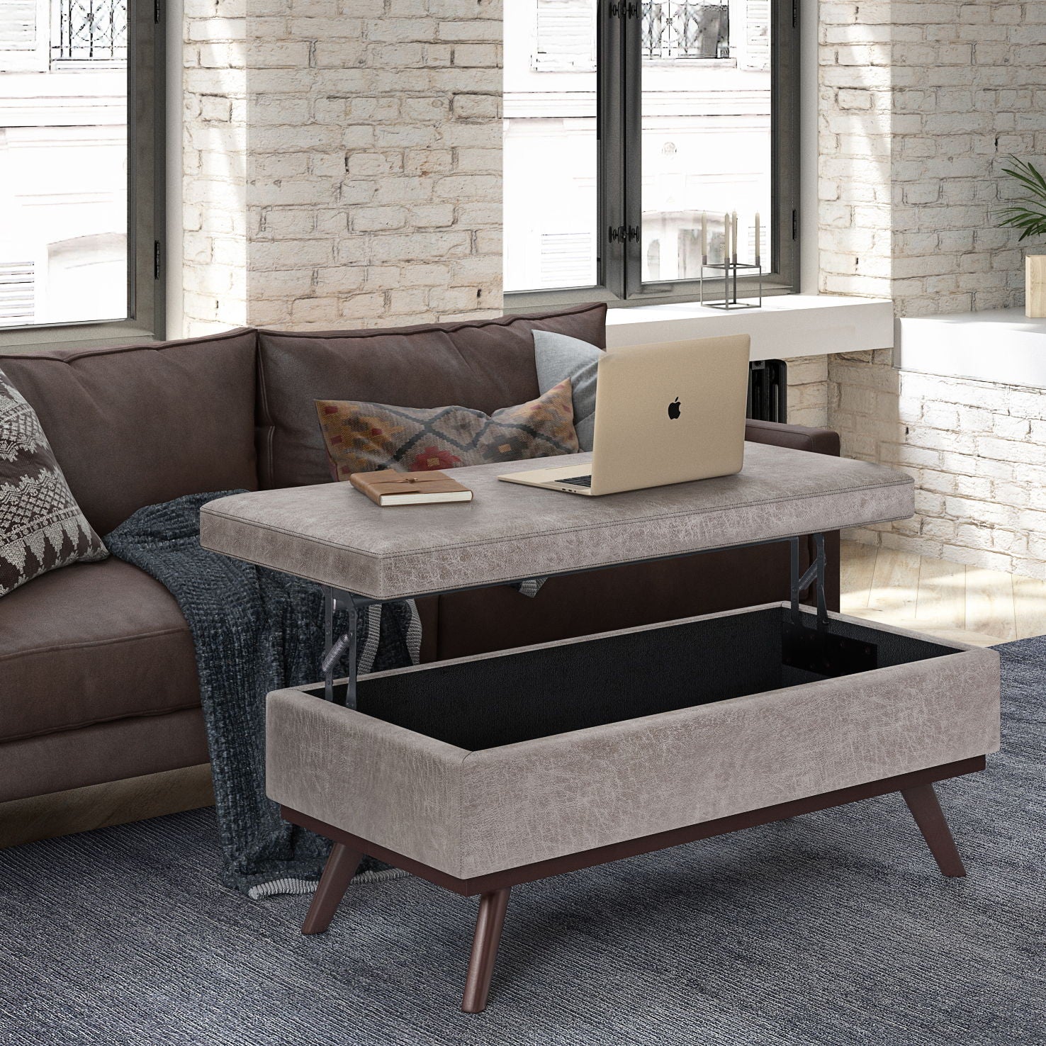 Owen - Lift Top Large Coffee Table Storage Ottoman, Mid Century Style - Image 11