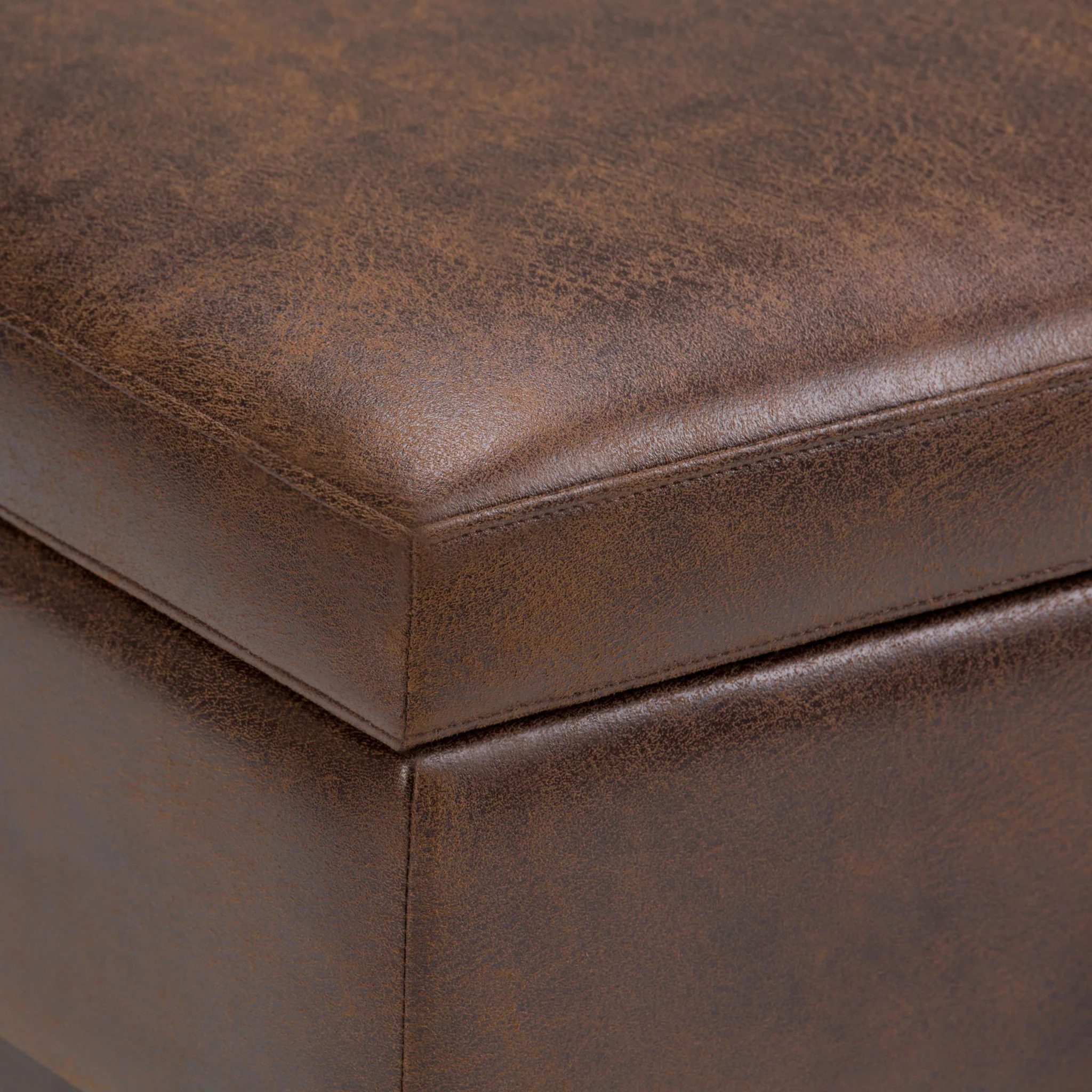 Owen - Square Coffee Table Storage Ottoman - Distressed Chestnut Brown - Image 8