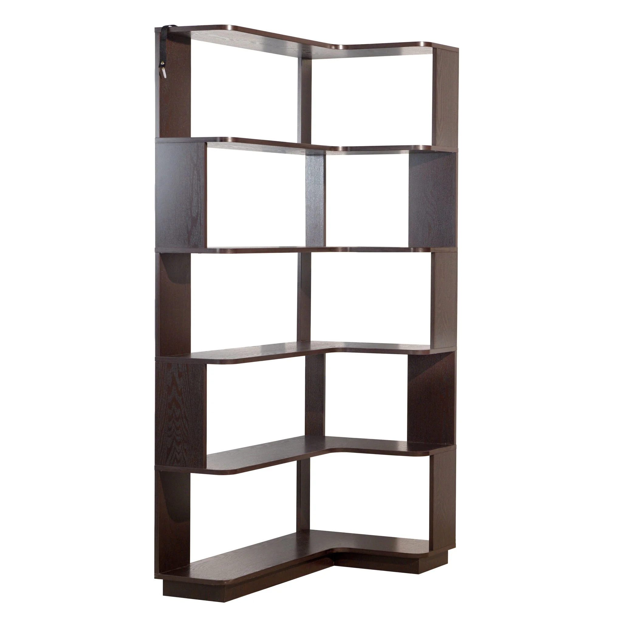 Ox Blood - Red 90Cm L-Shaped Freestanding Corner Bookshelf With Anti Tip Safety, Storage Cabinet For Living Room - Ox Blood Red