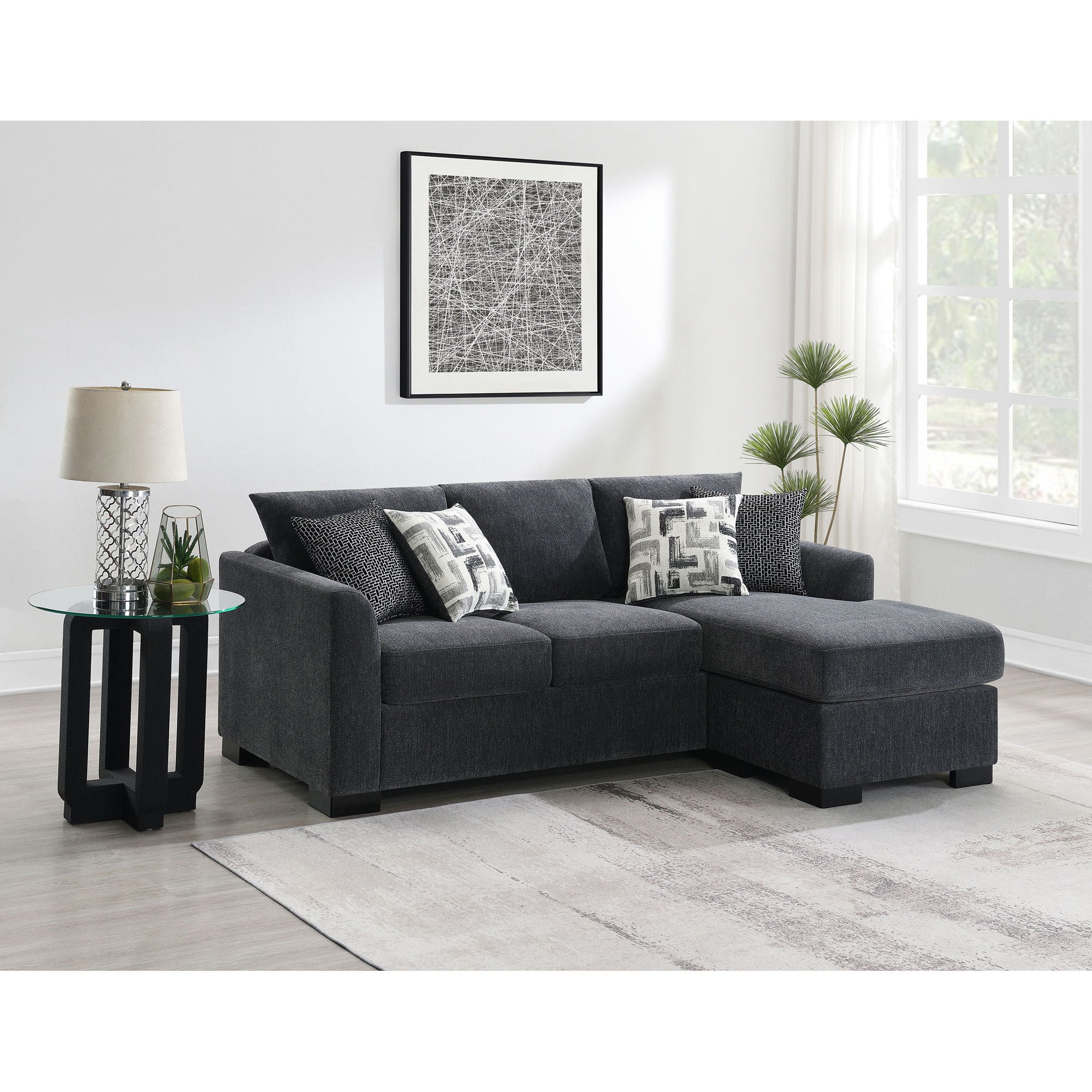 Pacheco - Upholstered Sleeper Sectional Chaise Sofa With Pocket Coils And Reversible Cushions - Dark Gray - Image 4