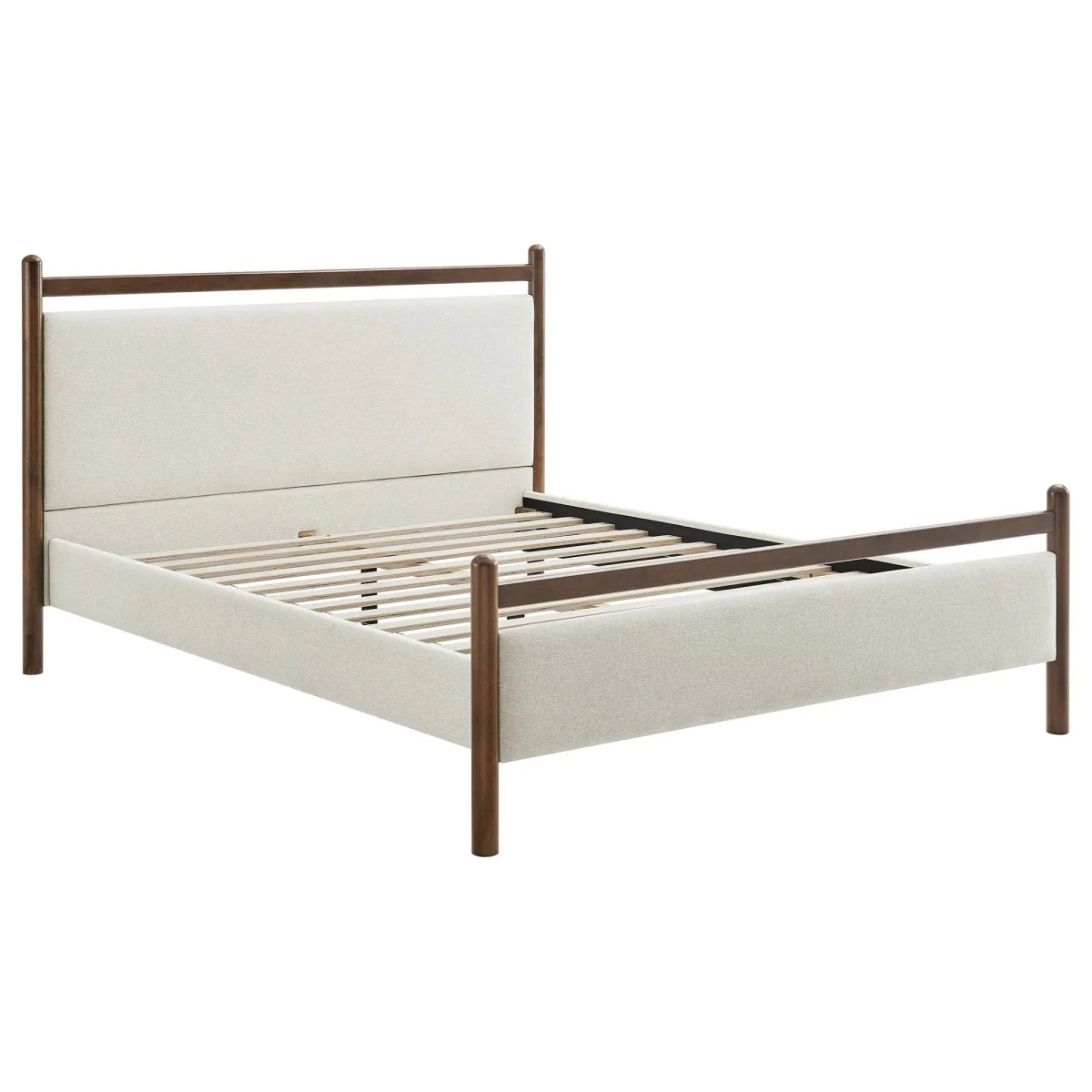 Padded Fabric Platform Bed with Light Oak Accents - Image 83