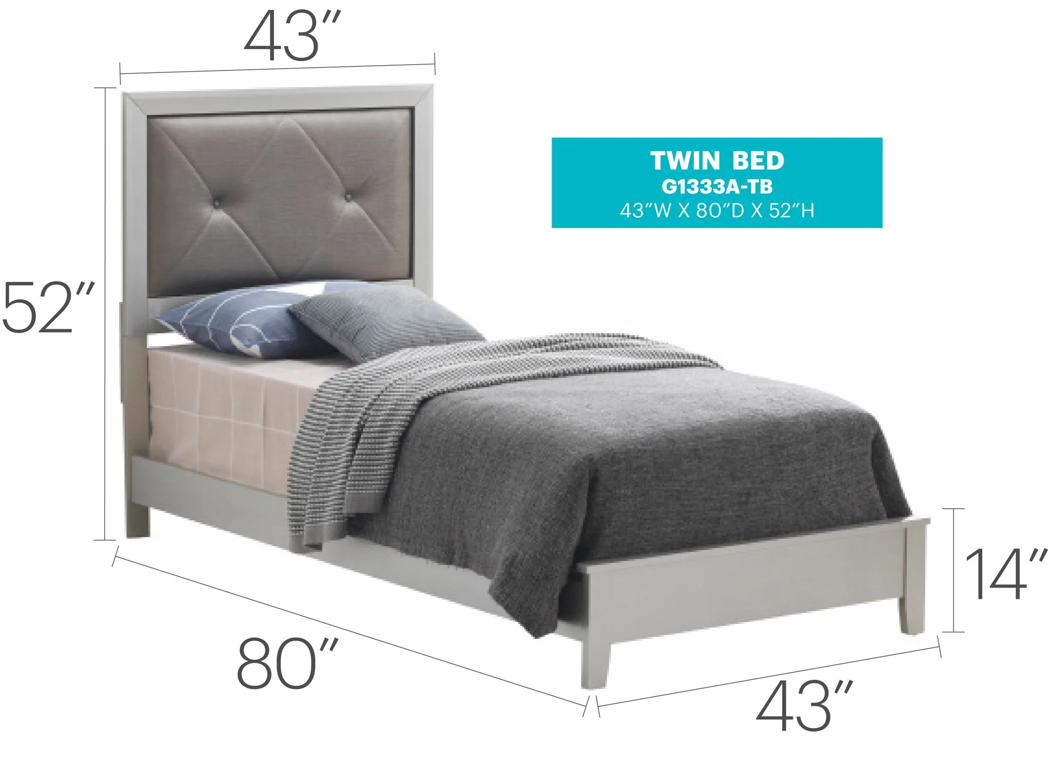 Padded Headboard Bed - Image 19